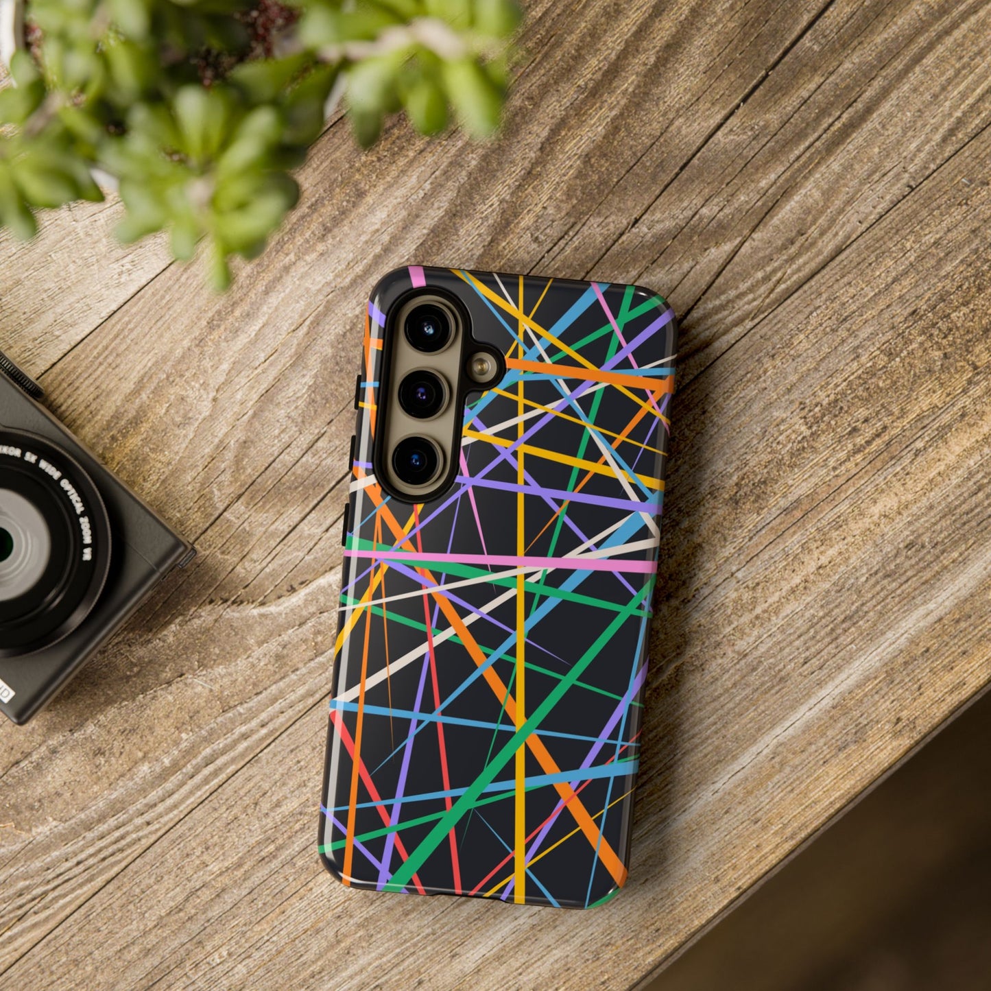 Spectrum Grid: Abstract, Intersecting Line Patterns Phone Case for iPhone, Samsung and Google Pixel devices