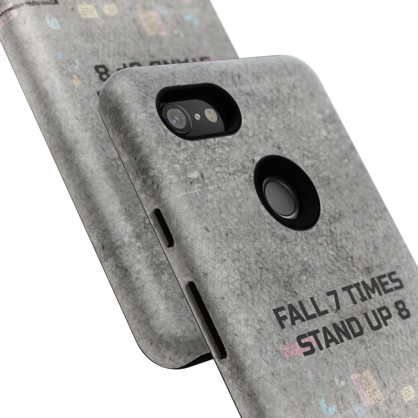 Fall 7 Times, Stand Up 8: motiverende case voor iPhone-, Galaxy- en Pixel-telefoons