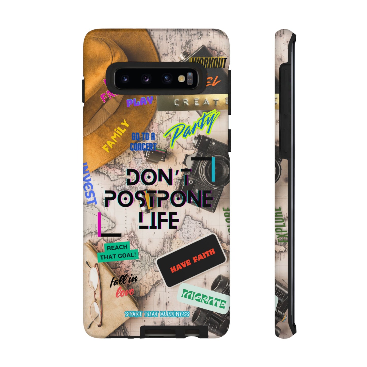 Don't Postpone Life: Motivational phone case for iPhone, Samsung Galaxy and Google Pixel devices