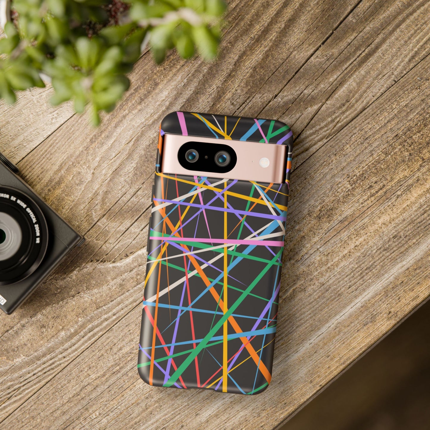 Spectrum Grid: Abstract, Intersecting Line Patterns Phone Case for iPhone, Samsung and Google Pixel devices