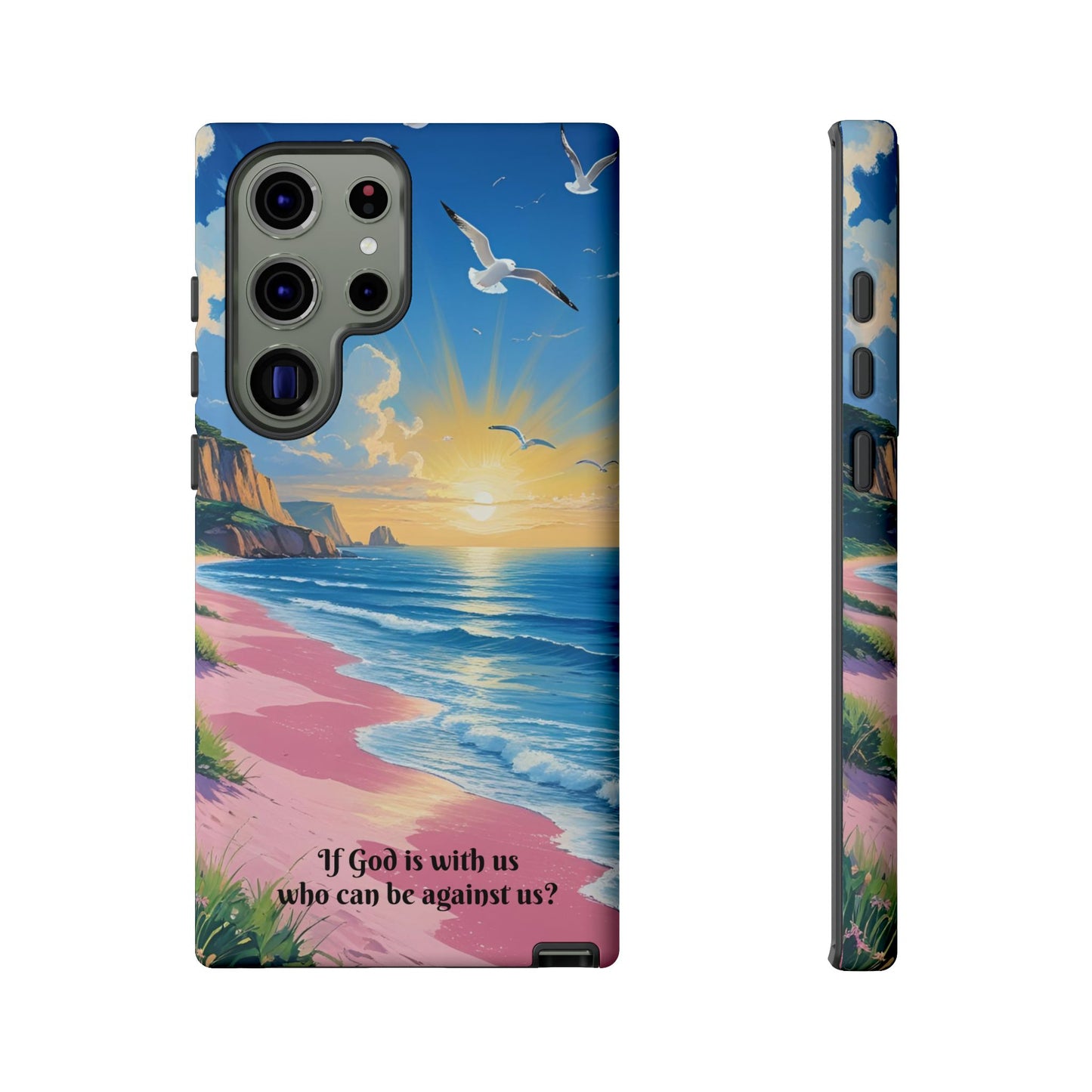 "If God is with us, who can be against us?": Inspiring phone case for iPhone, Samsung Galaxy and Google Pixel devices