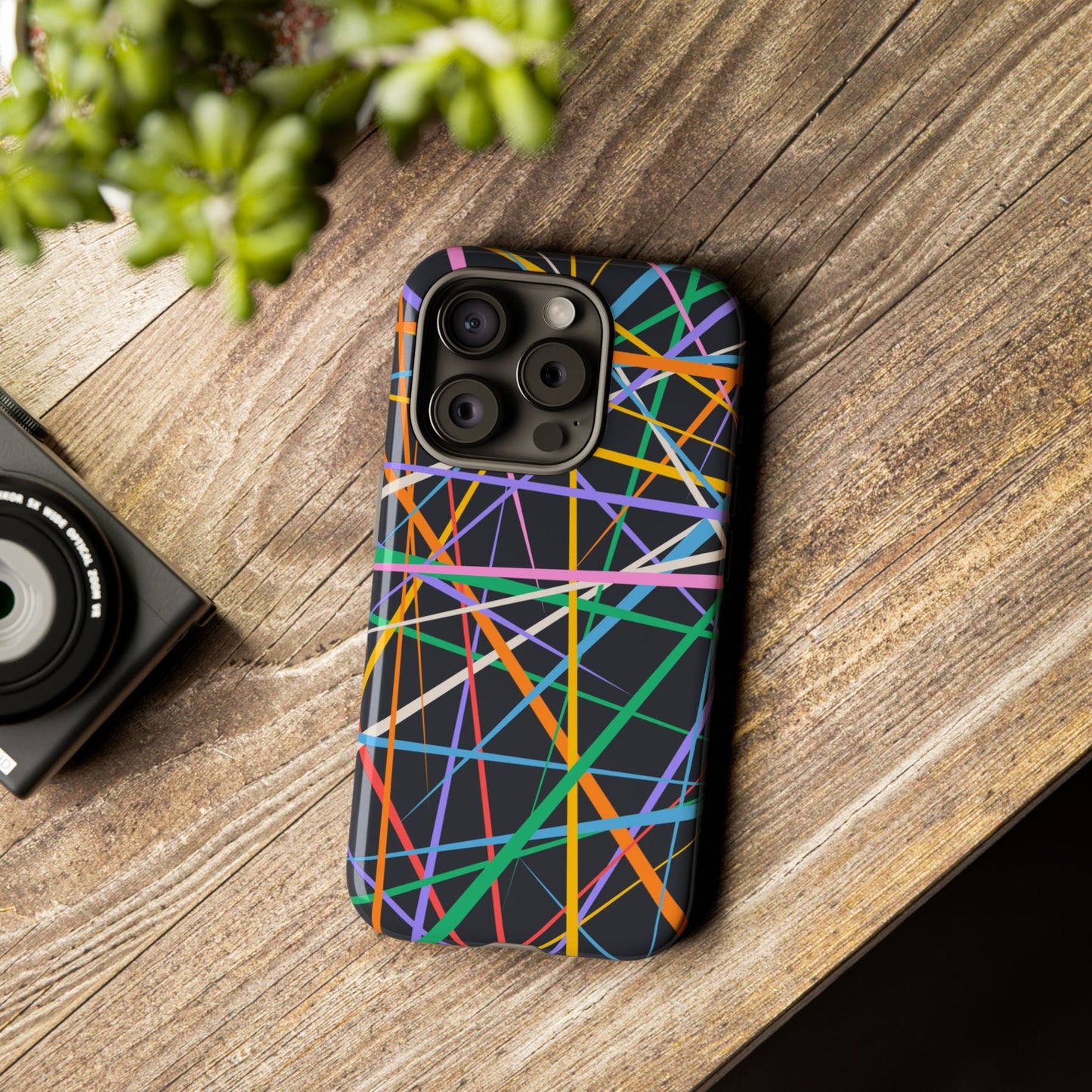 Spectrum Grid: Abstract, Intersecting Line Patterns Phone Case for iPhone, Samsung and Google Pixel devices