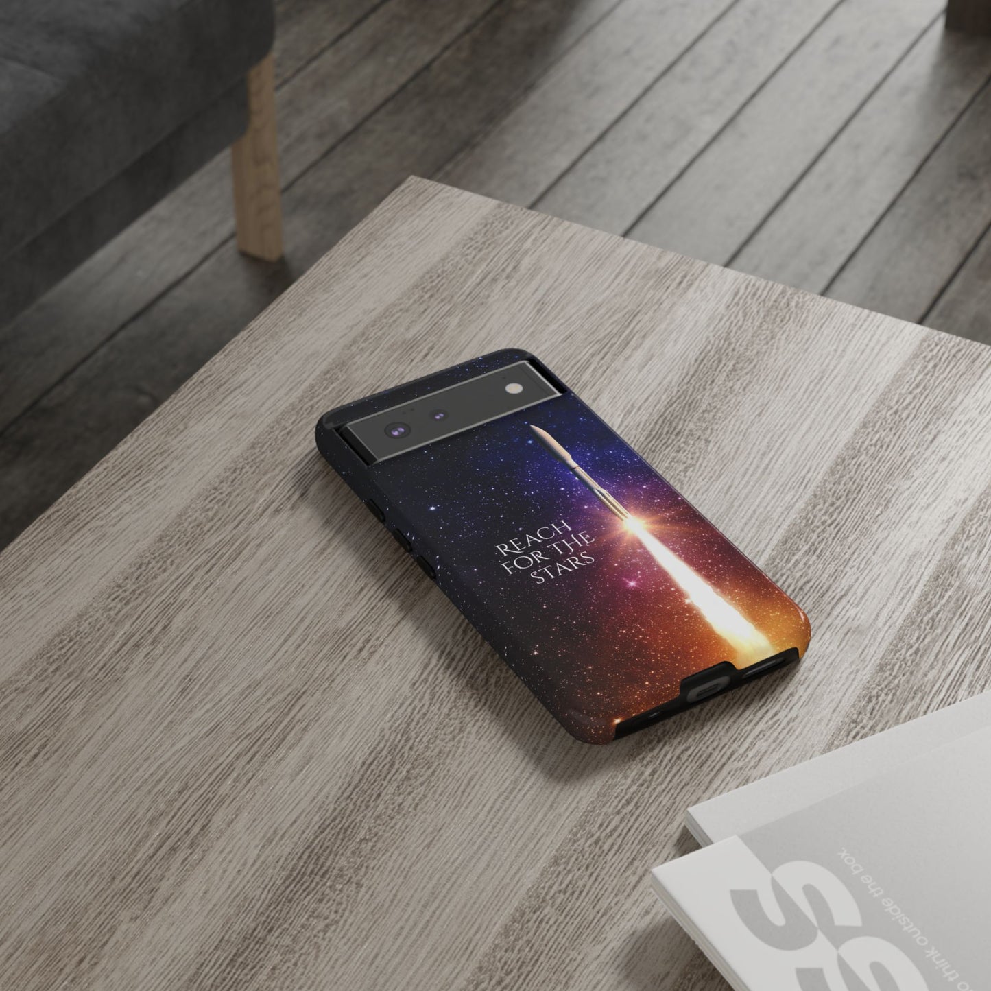 Reach for the stars: rocket illustrated phone case for iPhone, Samsung Galaxy and Pixel devices