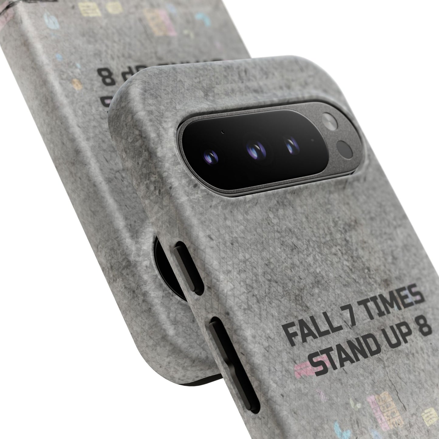 Fall 7 Times, Stand Up 8: motiverende case voor iPhone-, Galaxy- en Pixel-telefoons