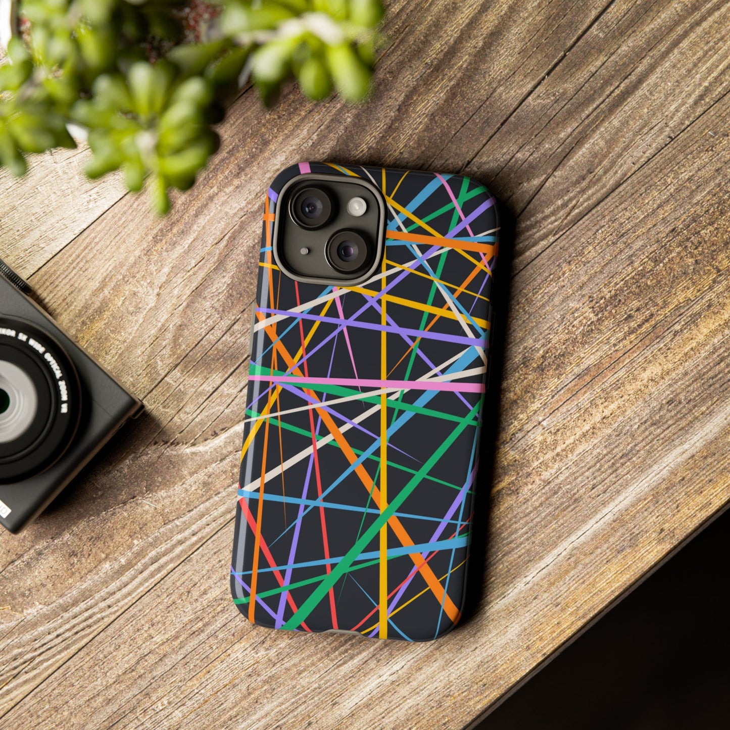 Spectrum Grid: Abstract, Intersecting Line Patterns Phone Case for iPhone, Samsung and Google Pixel devices