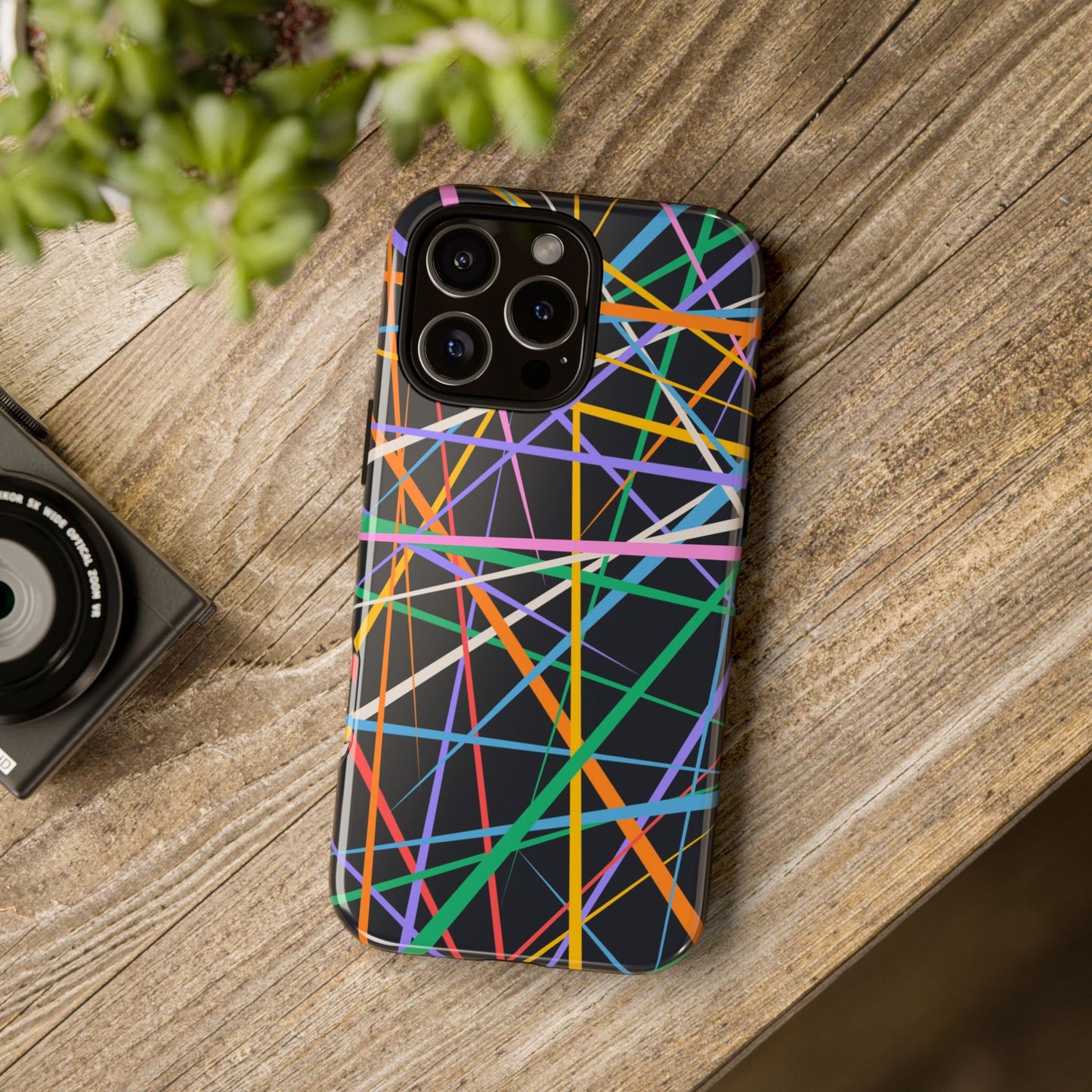 Spectrum Grid: Abstract, Intersecting Line Patterns Phone Case for iPhone, Samsung and Google Pixel devices