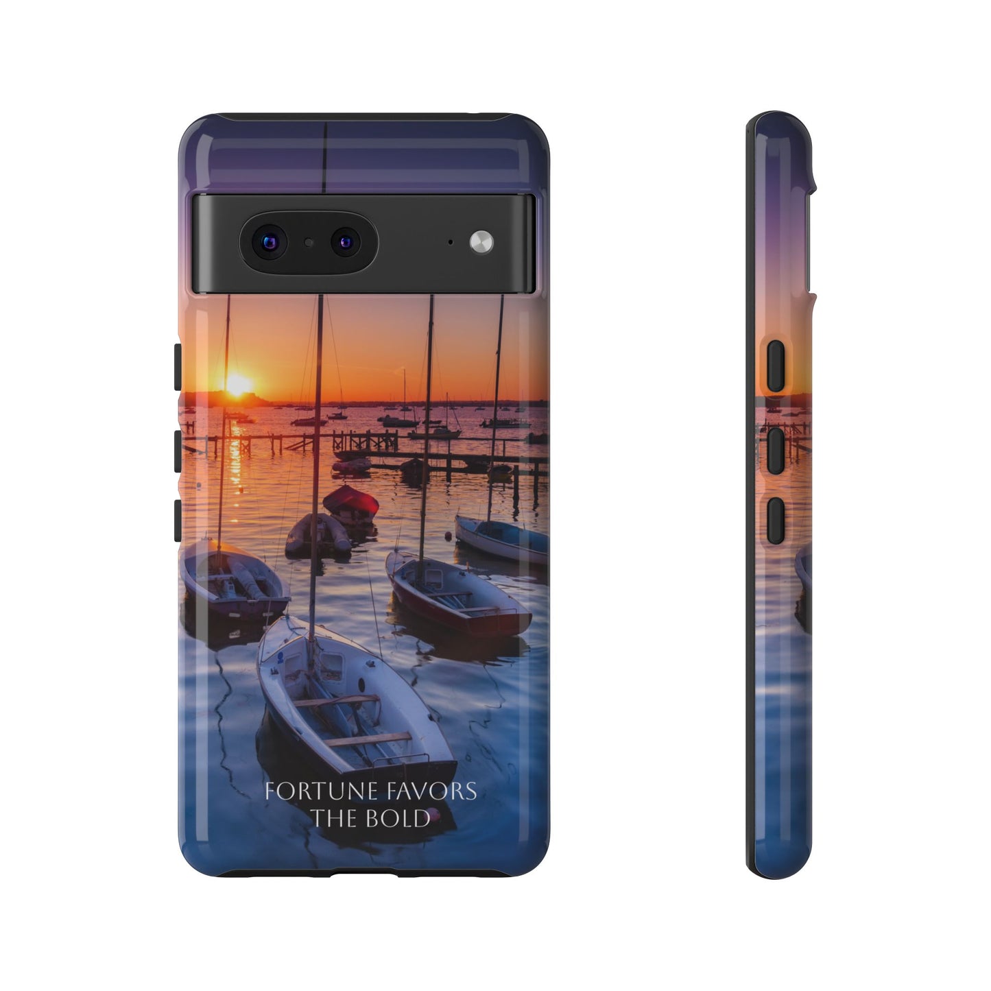 Fortune Favors the Bold: Sunset Sail Phone Case for iPhone, Samsung Galaxy and Google Pixel devices