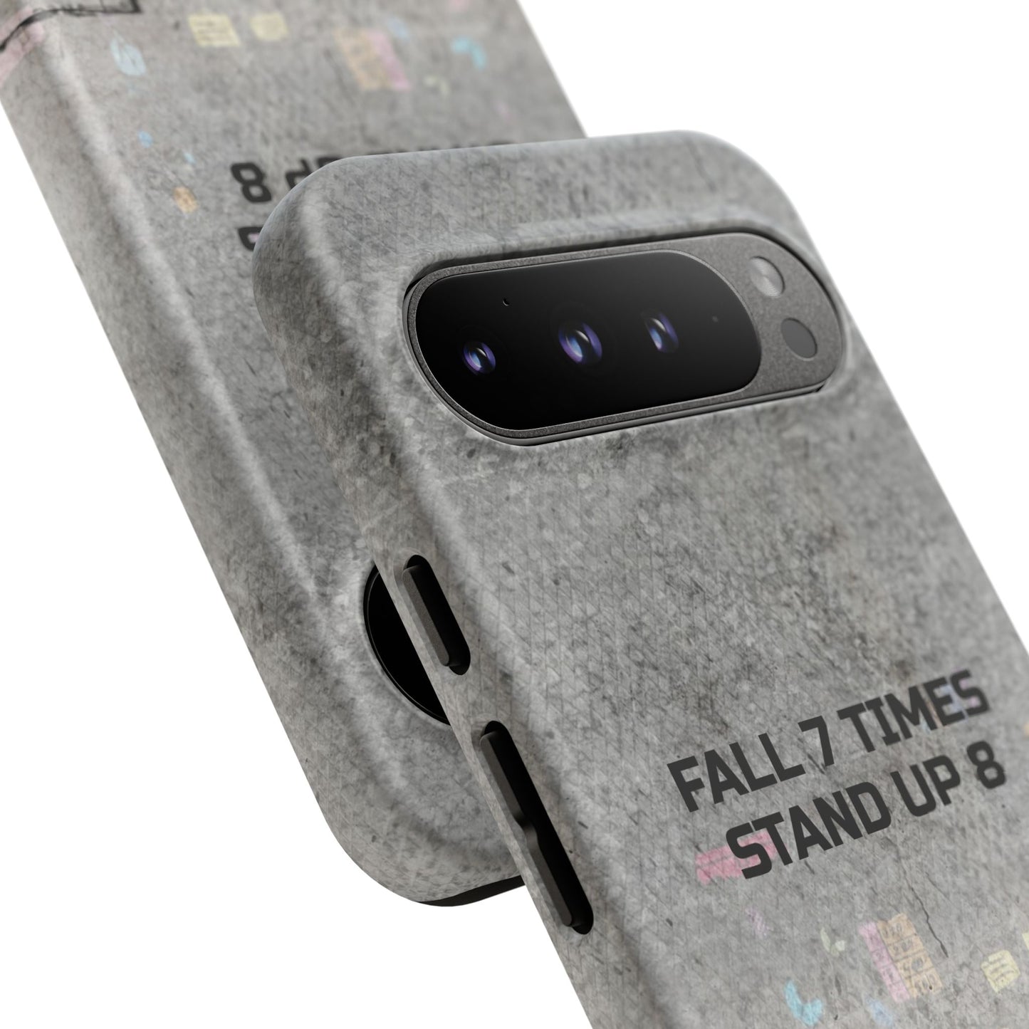 Fall 7 Times, Stand Up 8: motiverende case voor iPhone-, Galaxy- en Pixel-telefoons