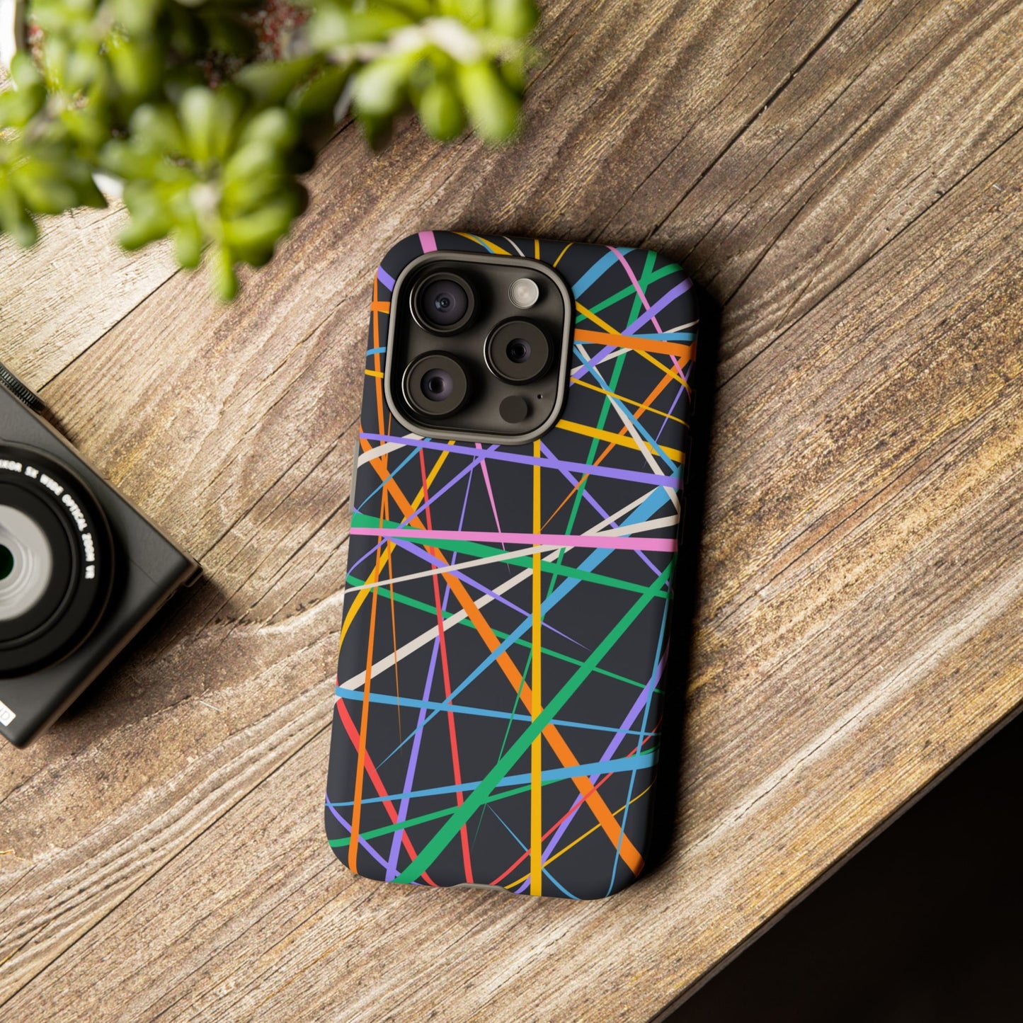 Spectrum Grid: Abstract, Intersecting Line Patterns Phone Case for iPhone, Samsung and Google Pixel devices