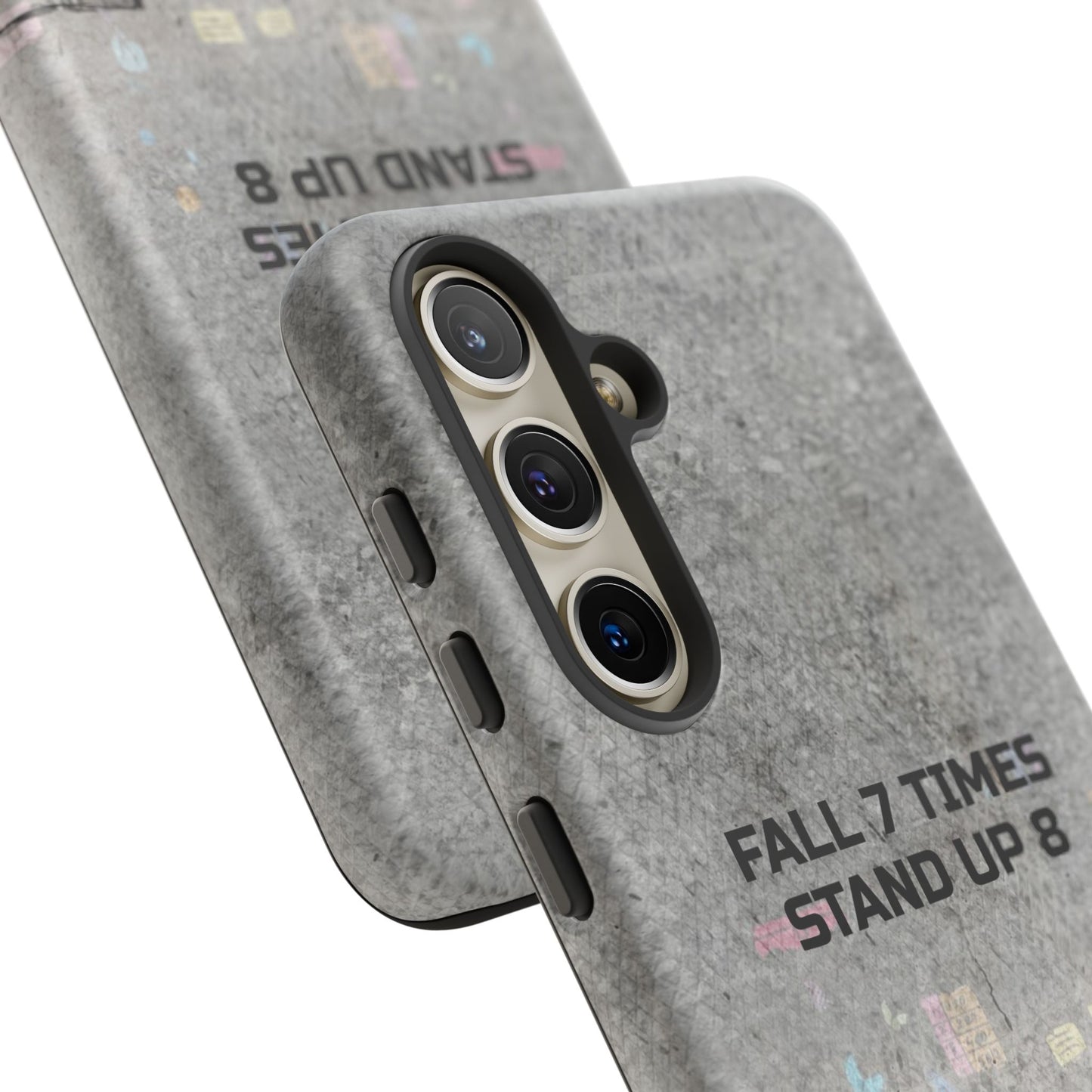 Fall 7 Times, Stand Up 8: motiverende case voor iPhone-, Galaxy- en Pixel-telefoons