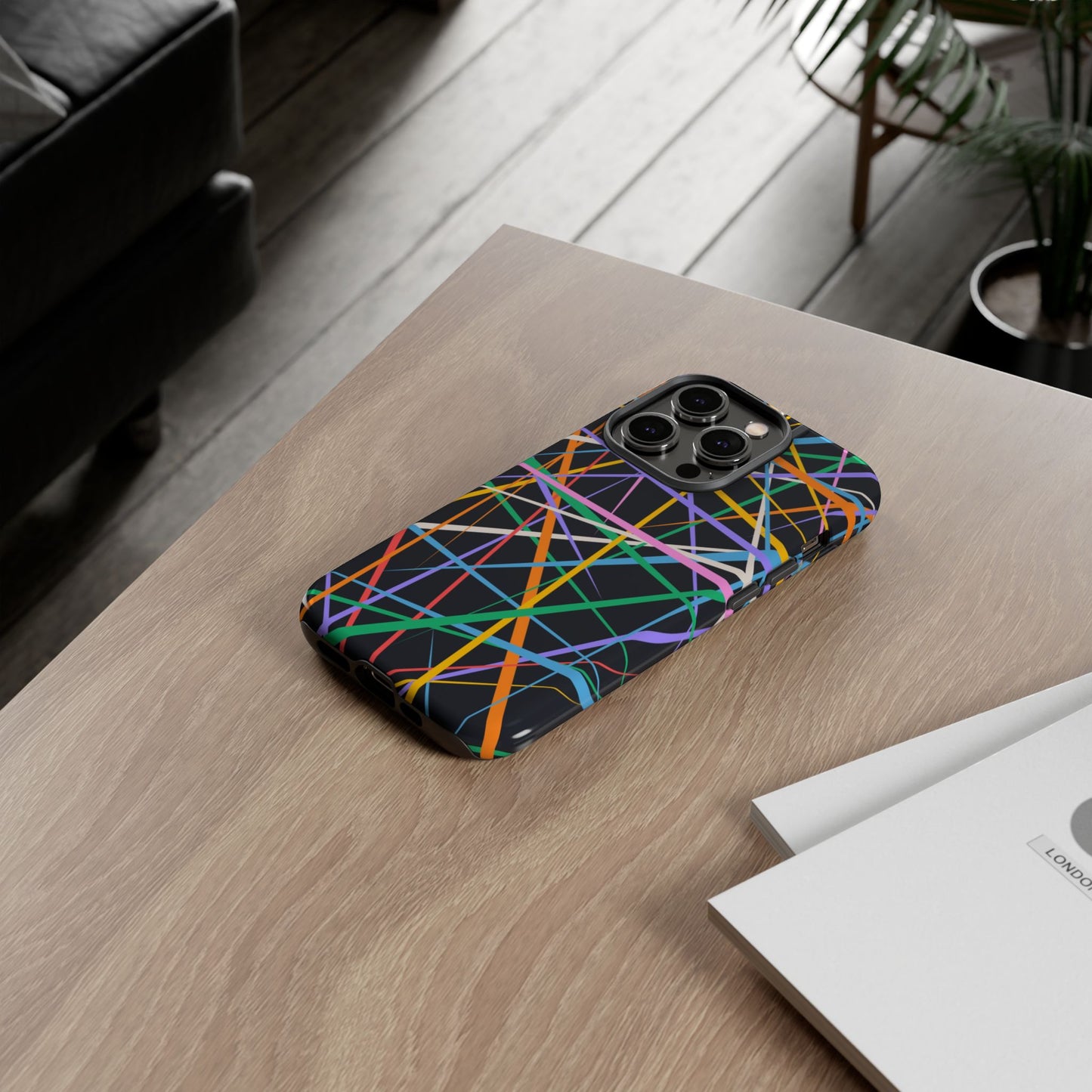 Spectrum Grid: Abstract, Intersecting Line Patterns Phone Case for iPhone, Samsung and Google Pixel devices