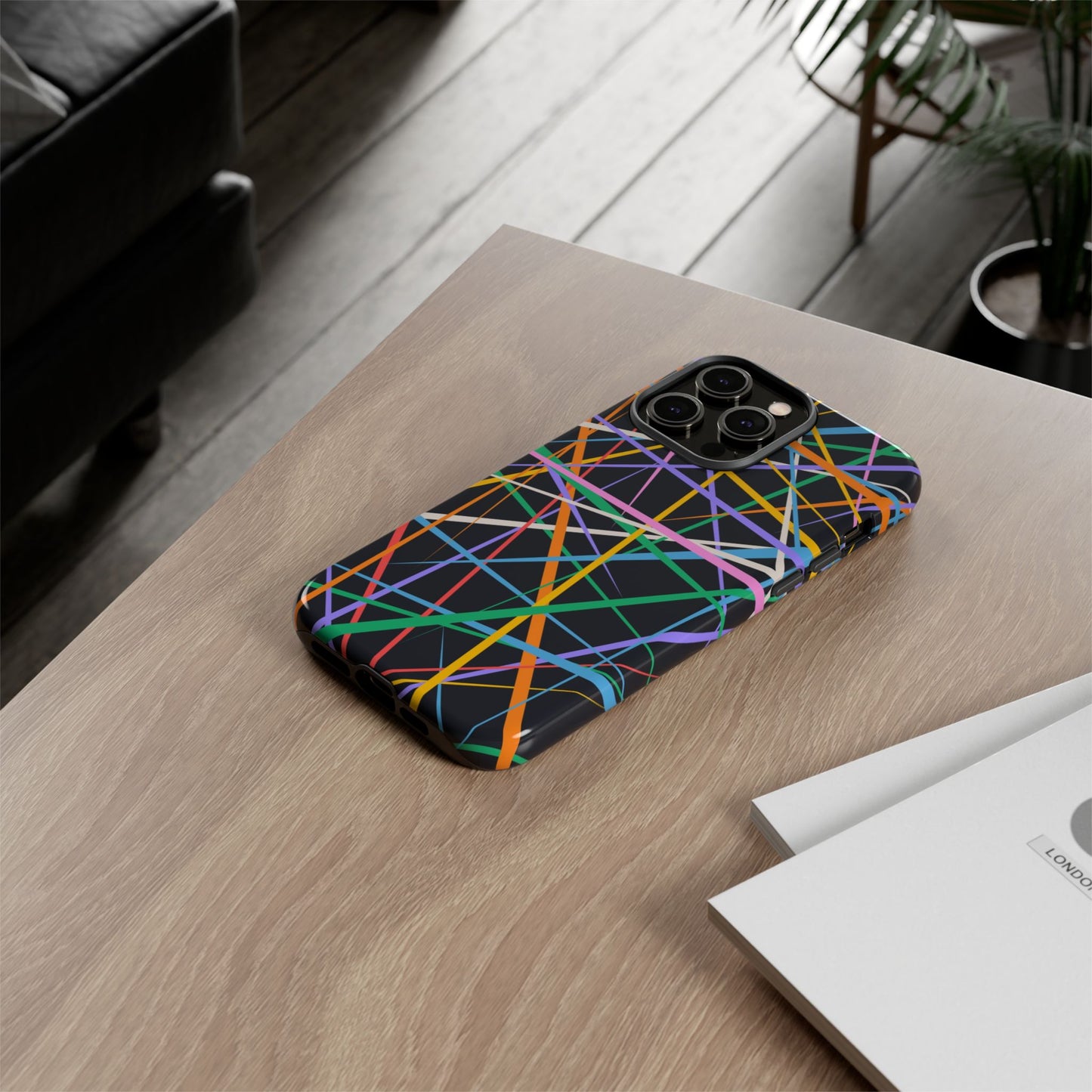 Spectrum Grid: Abstract, Intersecting Line Patterns Phone Case for iPhone, Samsung and Google Pixel devices