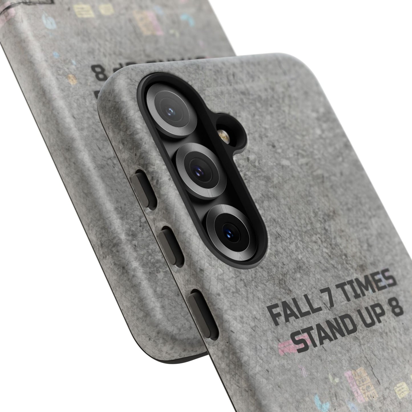 Fall 7 Times, Stand Up 8: motiverende case voor iPhone-, Galaxy- en Pixel-telefoons