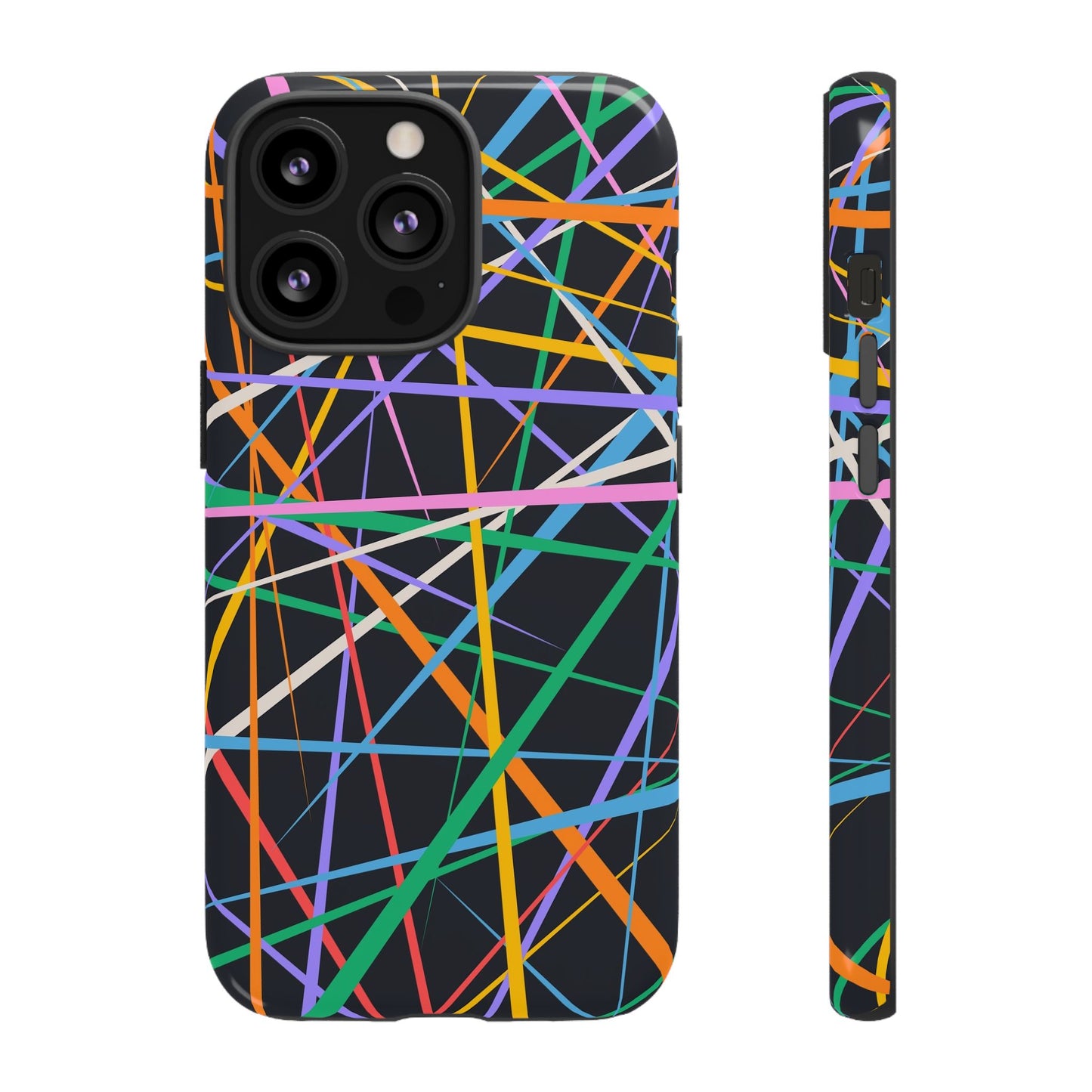 Spectrum Grid: Abstract, Intersecting Line Patterns Phone Case for iPhone, Samsung and Google Pixel devices