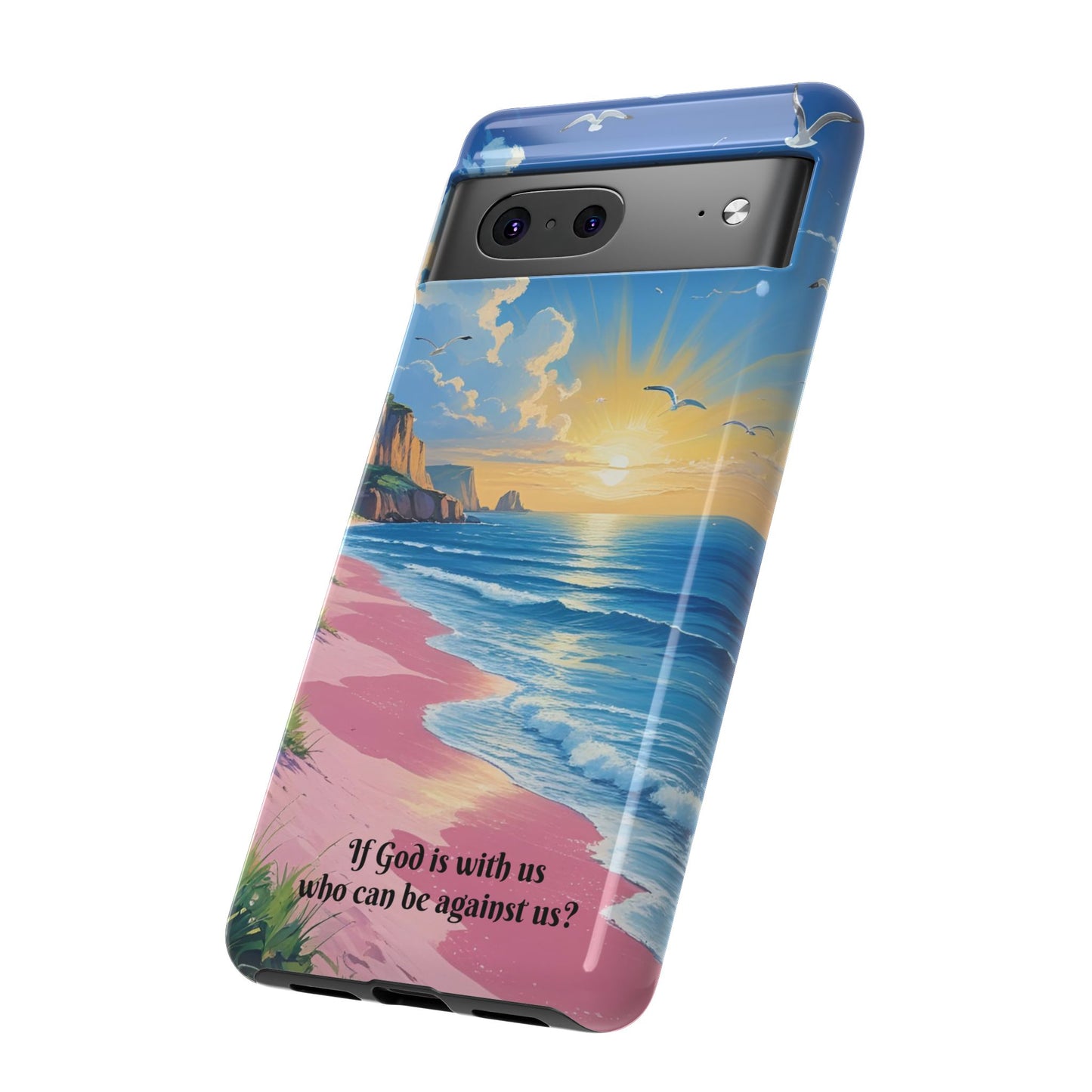 "If God is with us, who can be against us?": Inspiring phone case for iPhone, Samsung Galaxy and Google Pixel devices