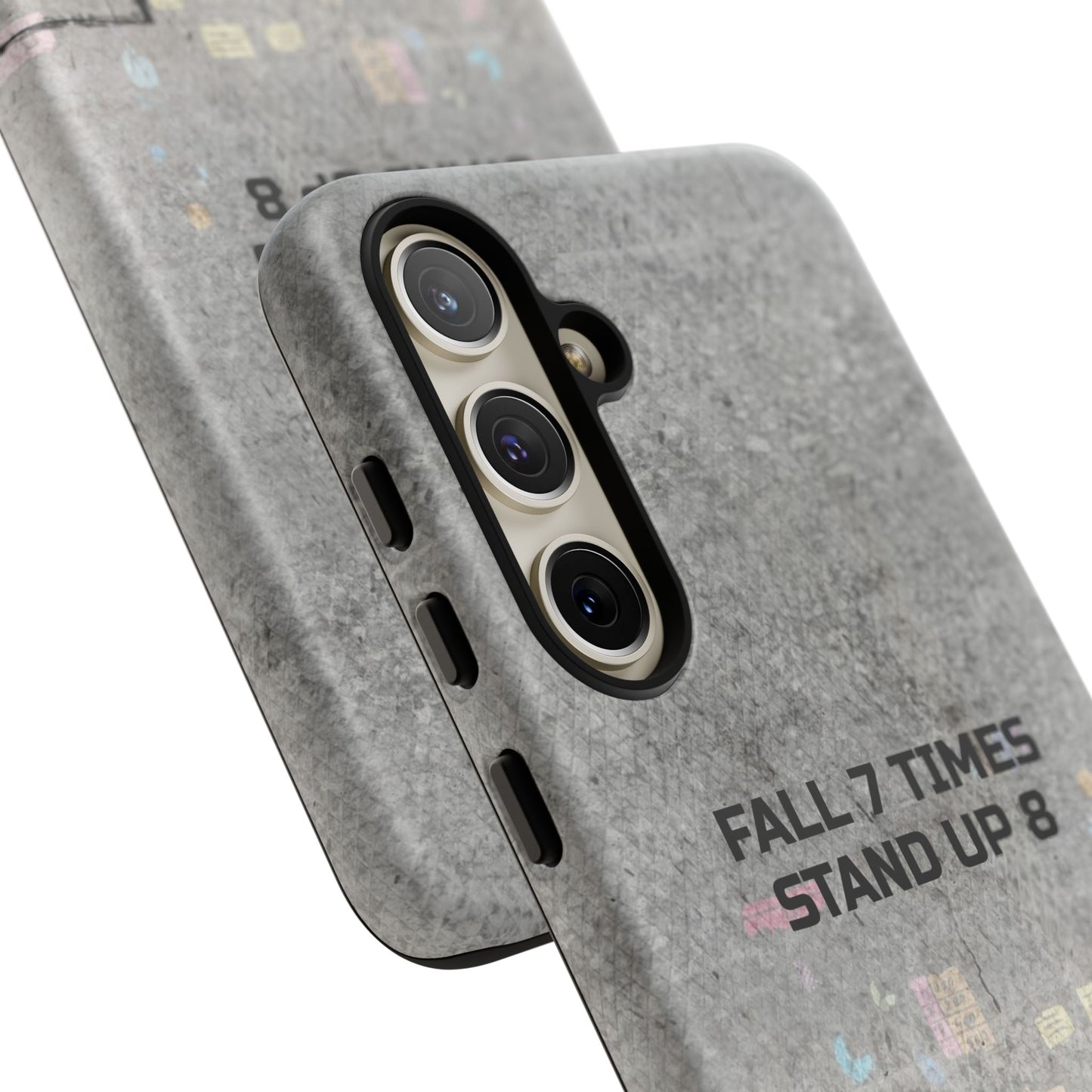 Fall 7 Times, Stand Up 8: motiverende case voor iPhone-, Galaxy- en Pixel-telefoons