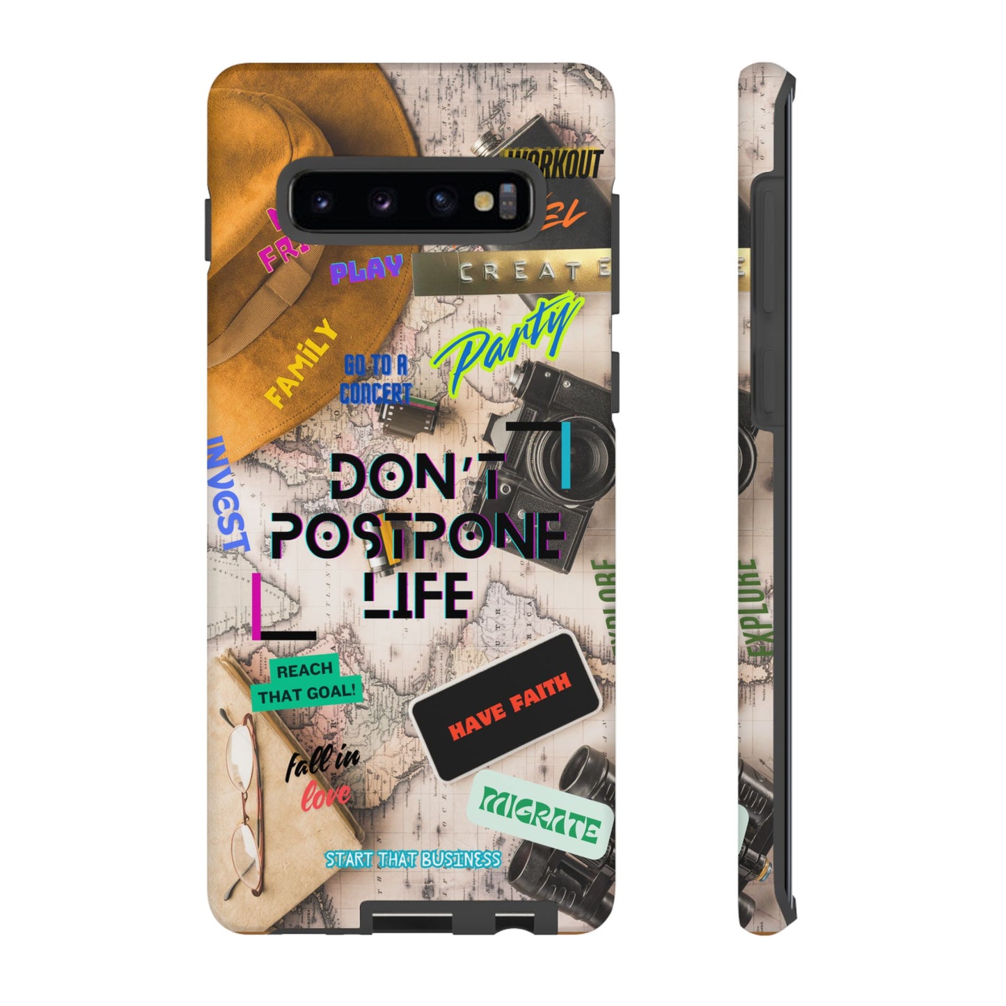 Don't Postpone Life: Motivational phone case for iPhone, Samsung Galaxy and Google Pixel devices