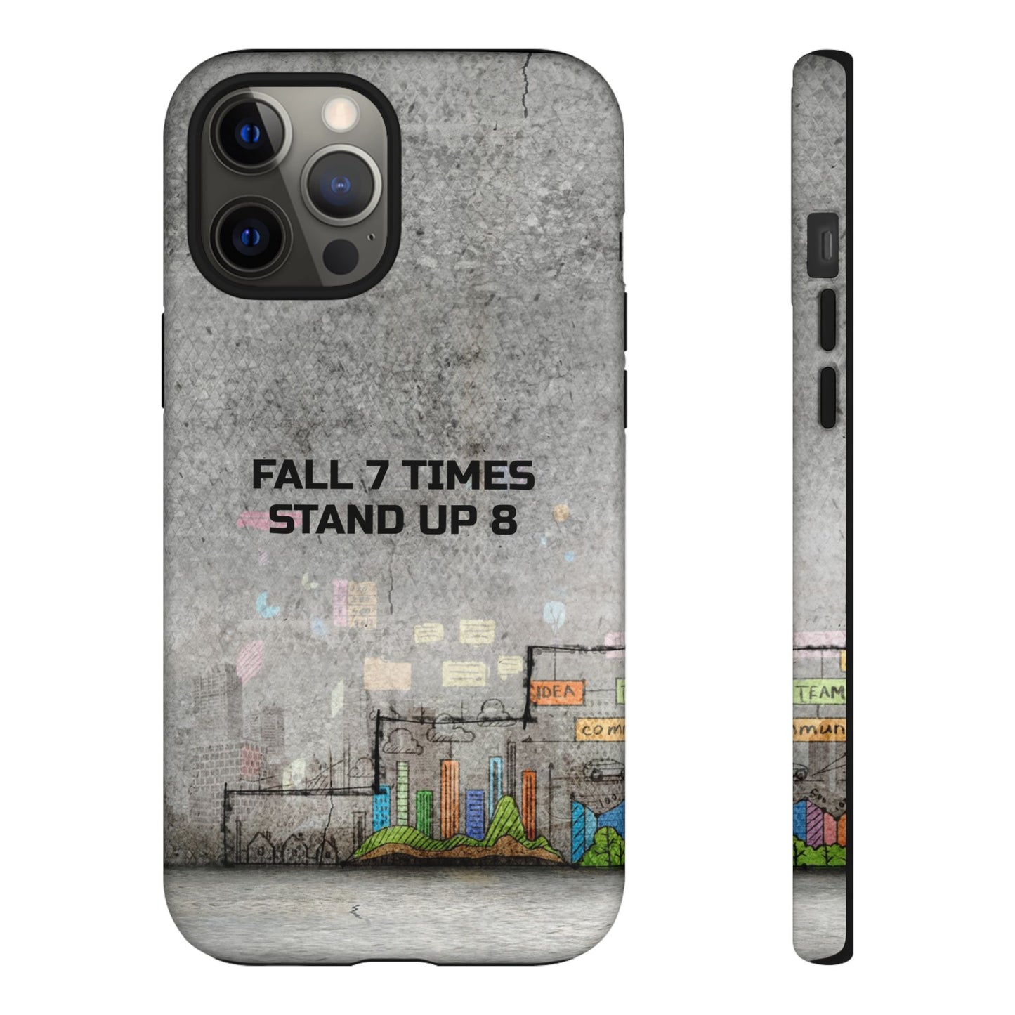 Fall 7 Times, Stand Up 8: motiverende case voor iPhone-, Galaxy- en Pixel-telefoons