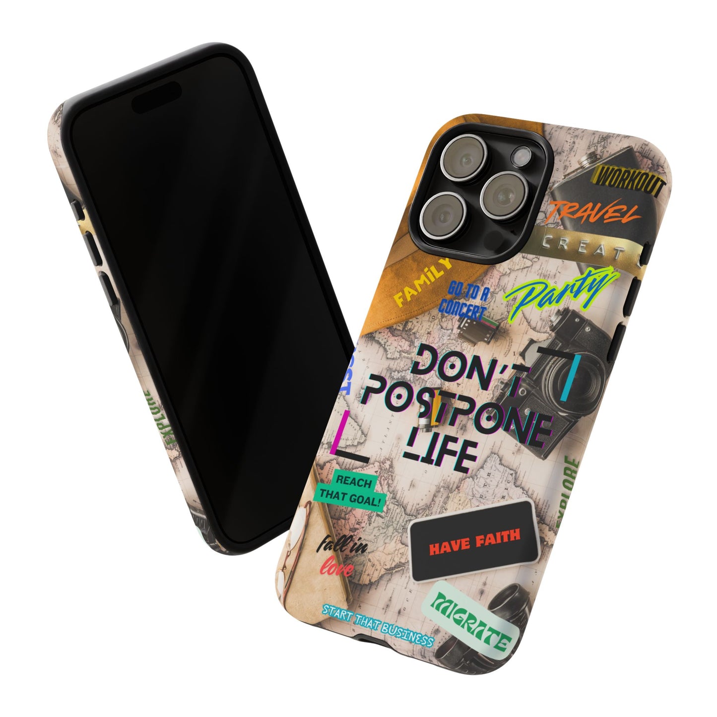 Don't Postpone Life: Motivational phone case for iPhone, Samsung Galaxy and Google Pixel devices