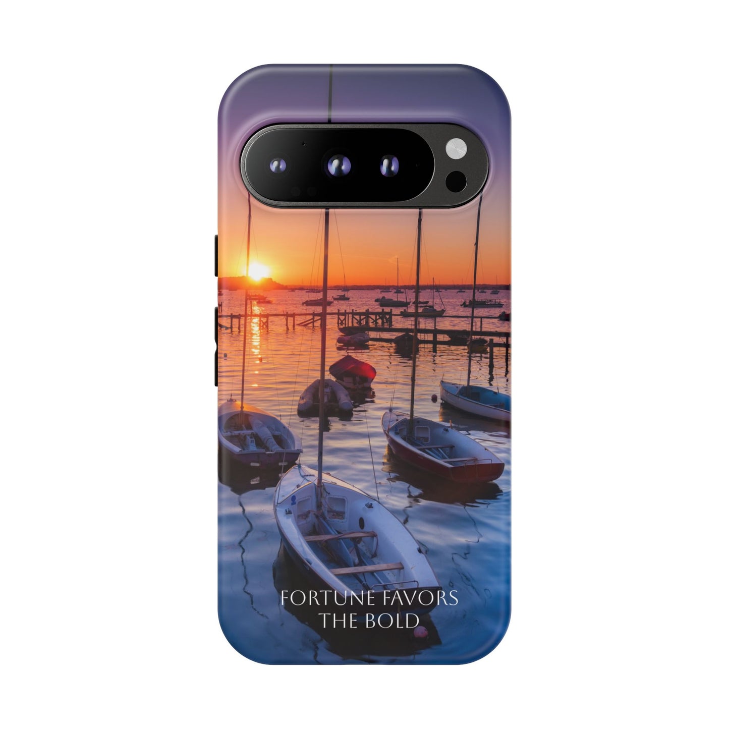 Fortune Favors the Bold: Sunset Sail Phone Case for iPhone, Samsung Galaxy and Google Pixel devices