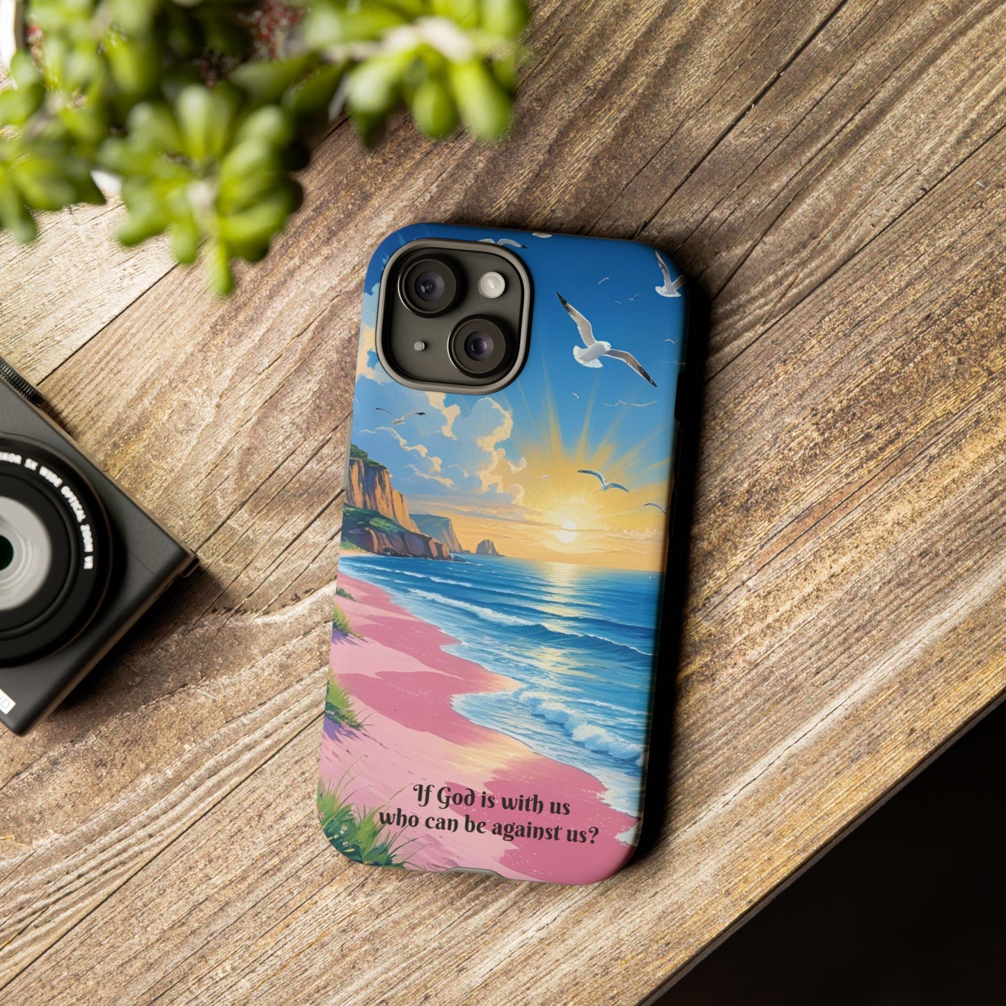 "If God is with us, who can be against us?": Inspiring phone case for iPhone, Samsung Galaxy and Google Pixel devices