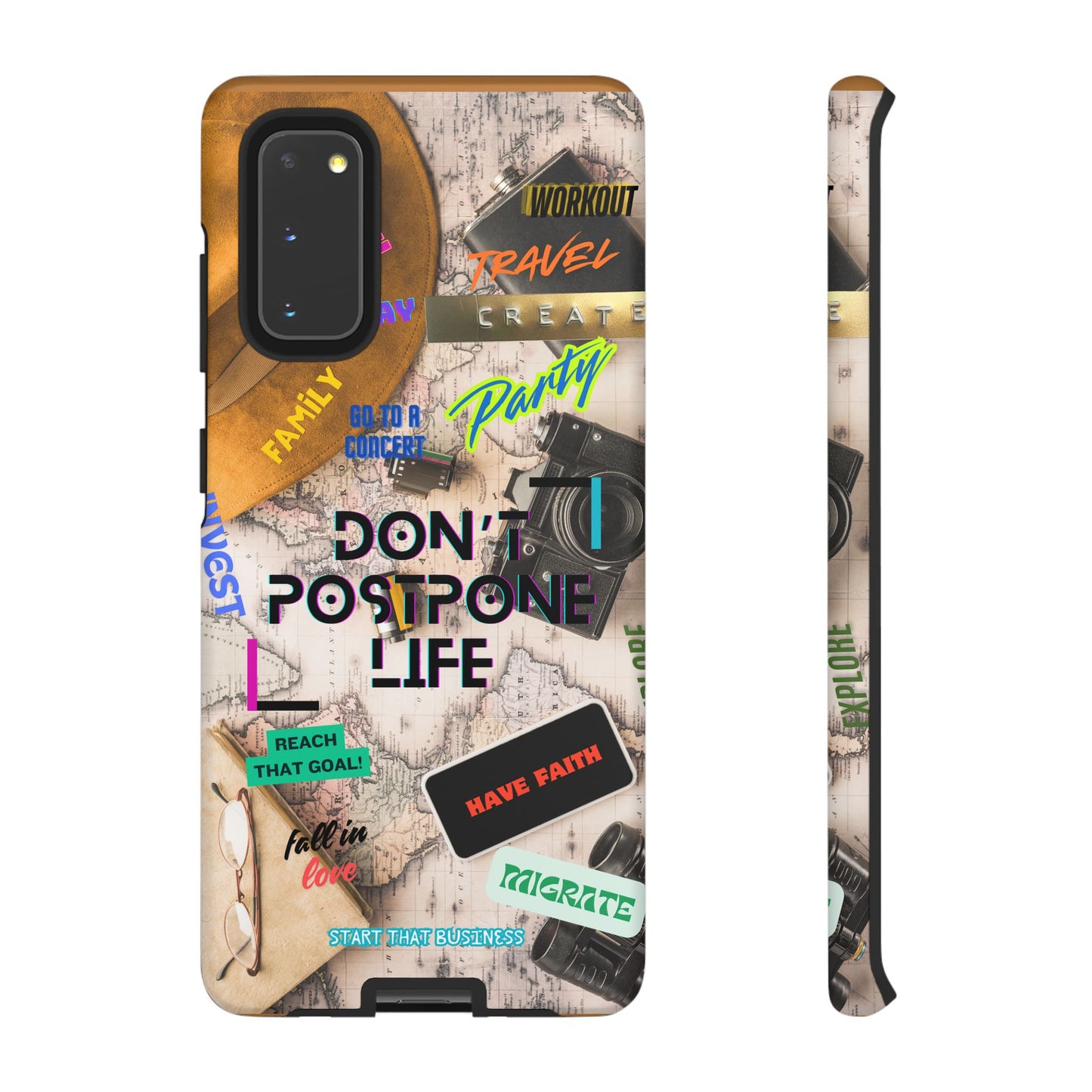 Don't Postpone Life: Motivational phone case for iPhone, Samsung Galaxy and Google Pixel devices