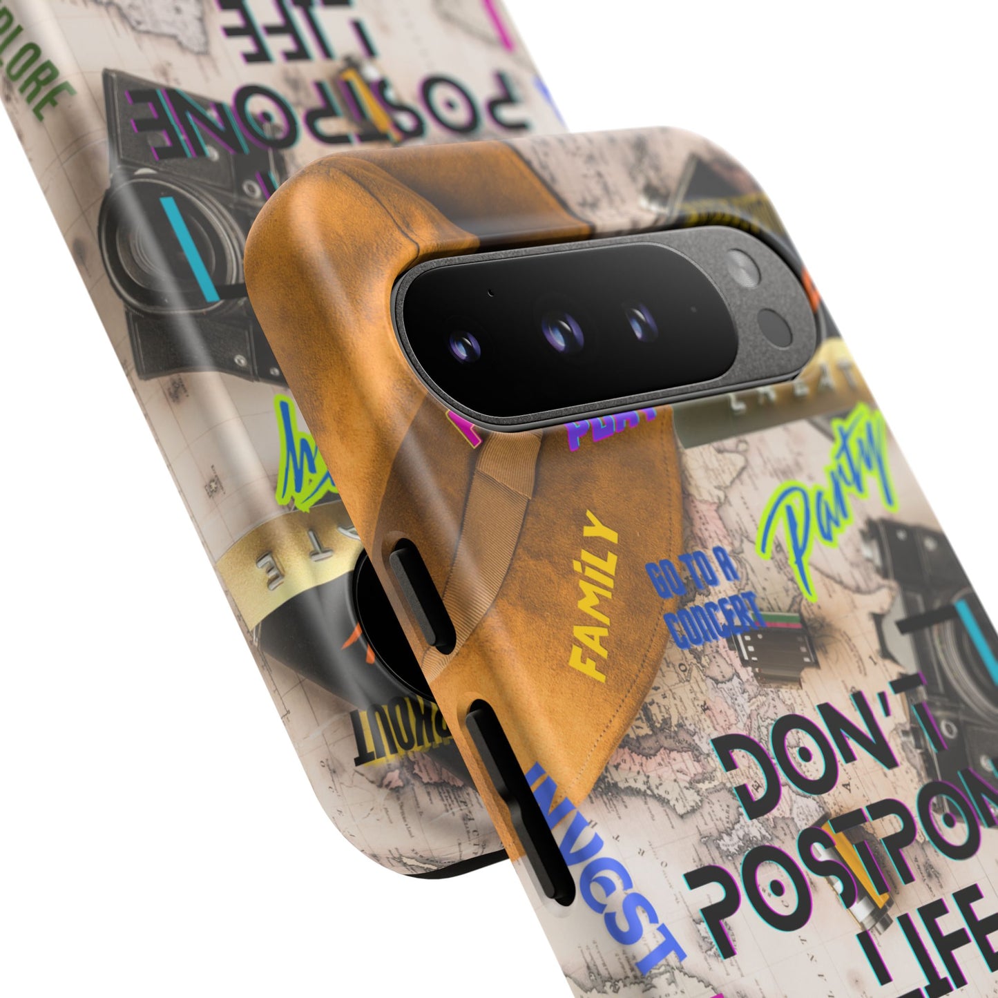 Don't Postpone Life: Motivational phone case for iPhone, Samsung Galaxy and Google Pixel devices