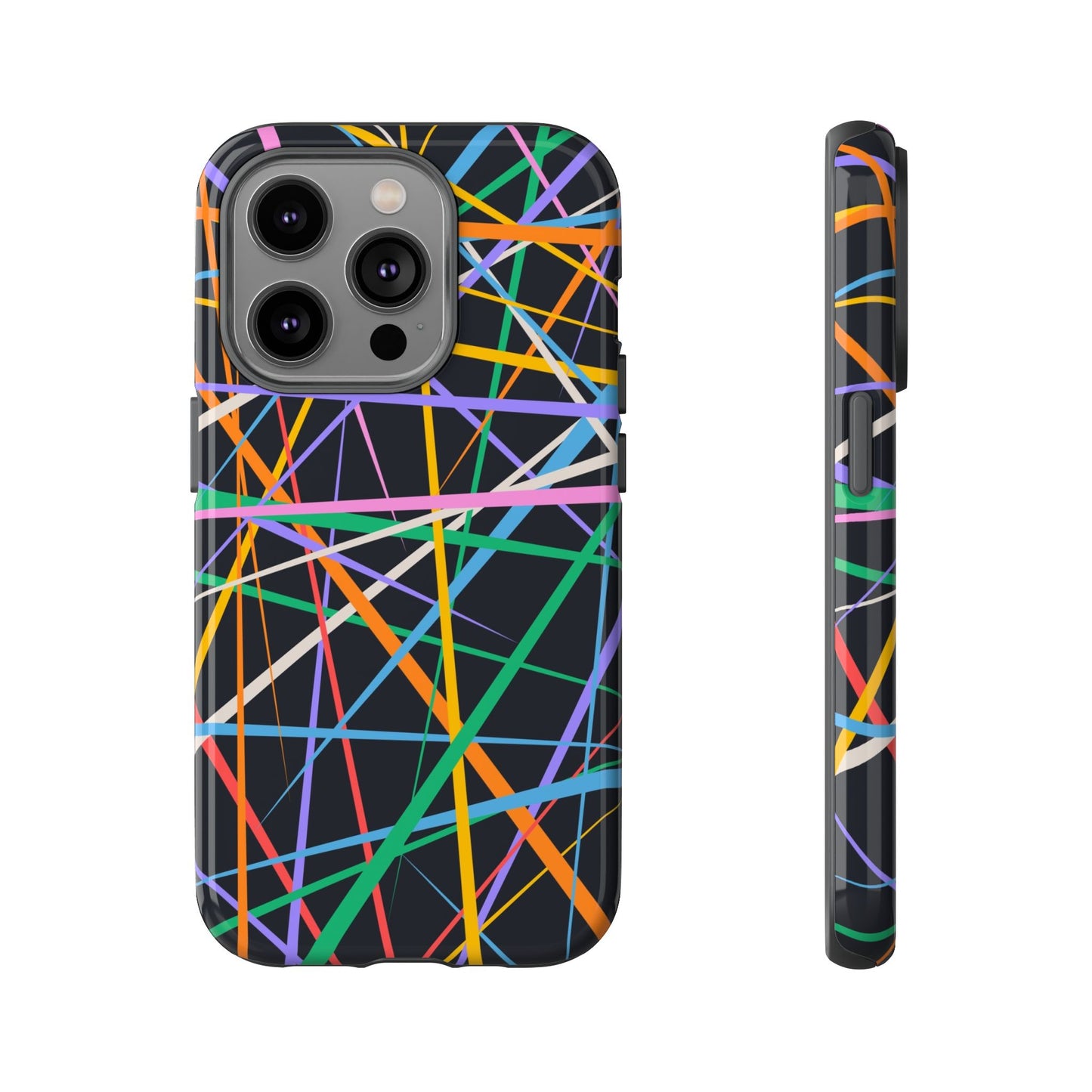 Spectrum Grid: Abstract, Intersecting Line Patterns Phone Case for iPhone, Samsung and Google Pixel devices