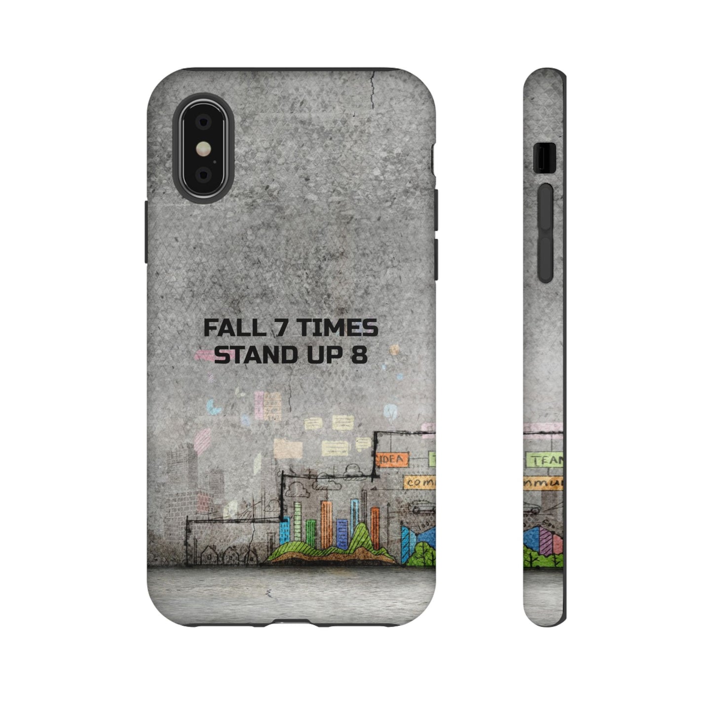 Fall 7 Times, Stand Up 8: motiverende case voor iPhone-, Galaxy- en Pixel-telefoons