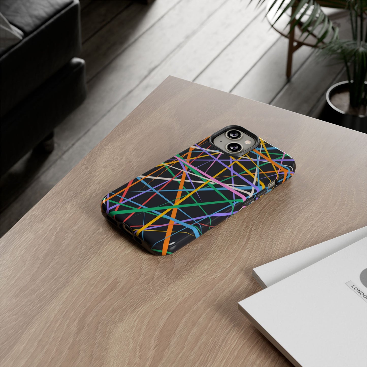 Spectrum Grid: Abstract, Intersecting Line Patterns Phone Case for iPhone, Samsung and Google Pixel devices