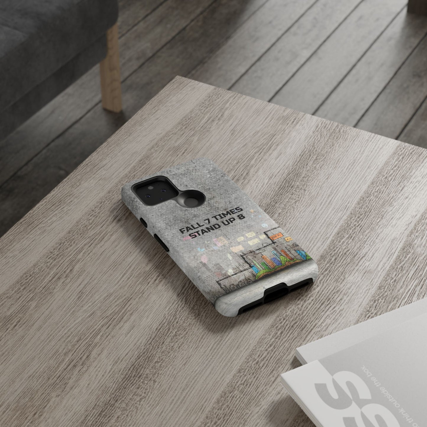 Fall 7 Times, Stand Up 8: motiverende case voor iPhone-, Galaxy- en Pixel-telefoons