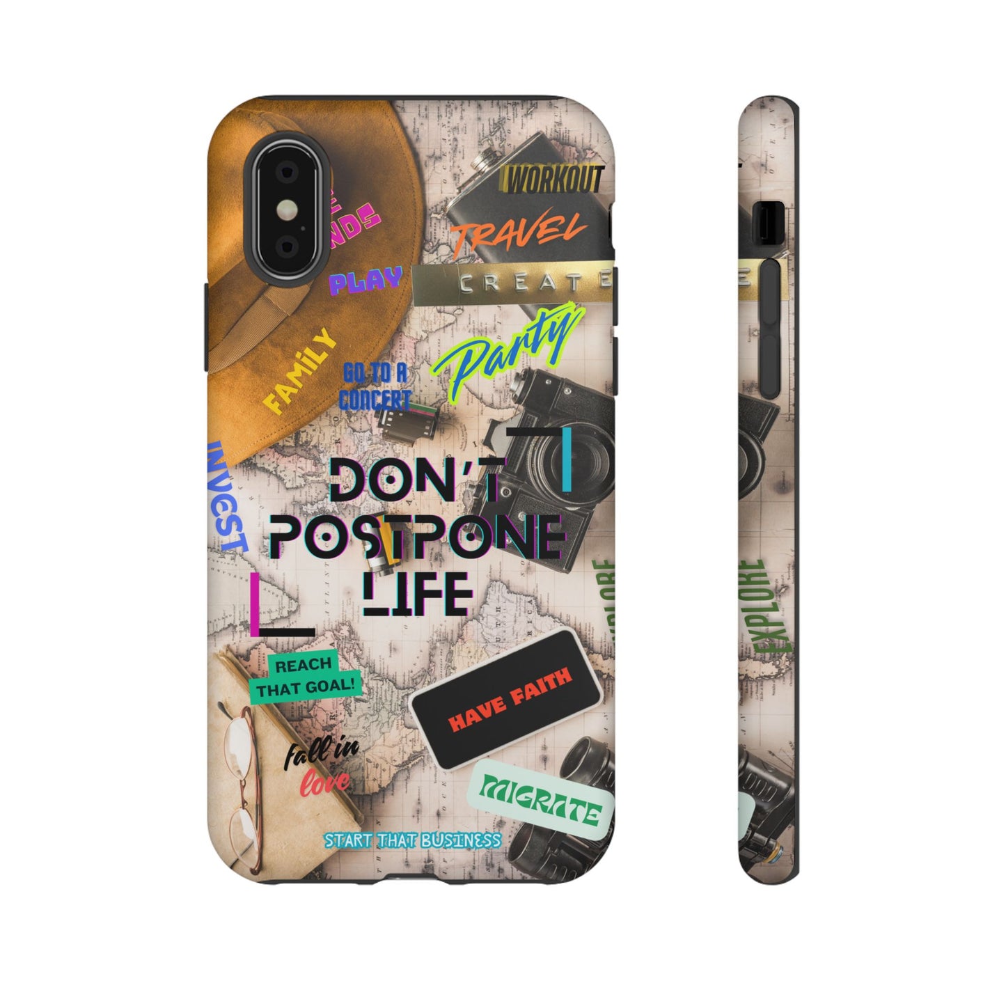 Don't Postpone Life: Motivational phone case for iPhone, Samsung Galaxy and Google Pixel devices