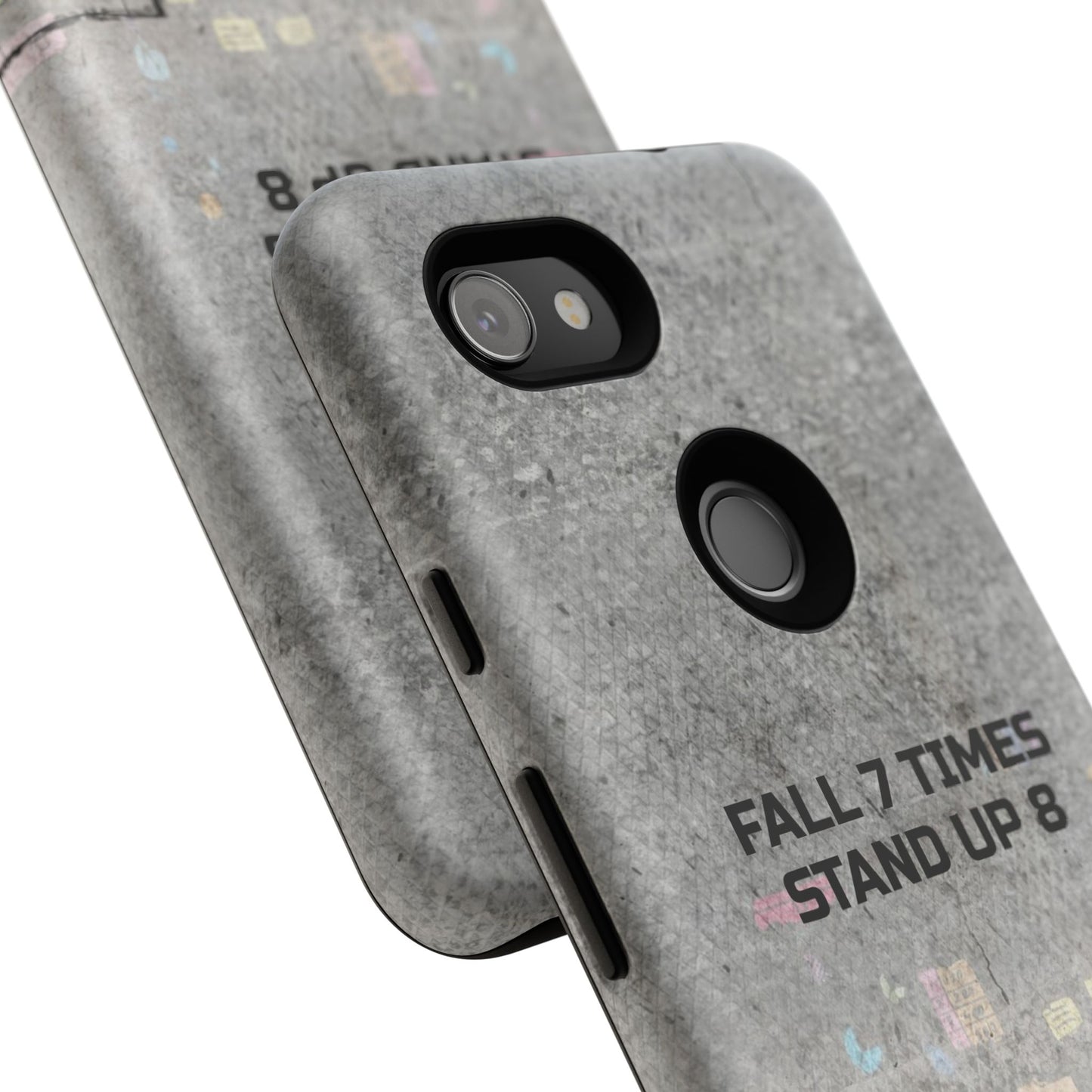 Fall 7 Times, Stand Up 8: motiverende case voor iPhone-, Galaxy- en Pixel-telefoons