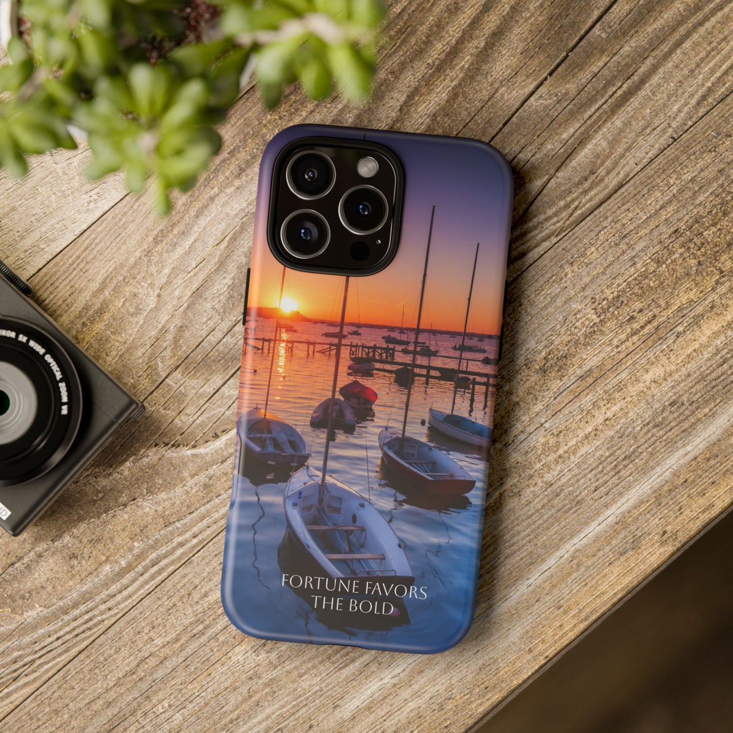 Fortune Favors the Bold: Sunset Sail Phone Case for iPhone, Samsung Galaxy and Google Pixel devices