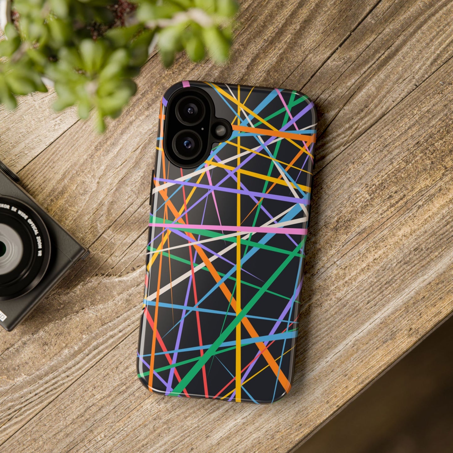 Spectrum Grid: Abstract, Intersecting Line Patterns Phone Case for iPhone, Samsung and Google Pixel devices