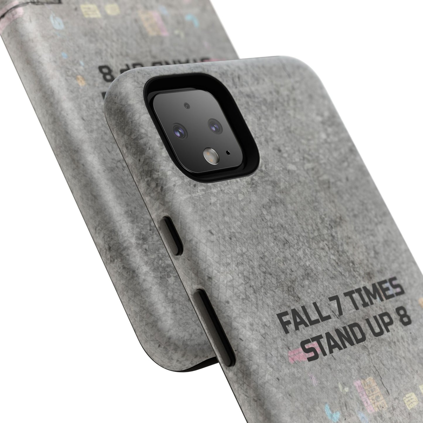 Fall 7 Times, Stand Up 8: motiverende case voor iPhone-, Galaxy- en Pixel-telefoons