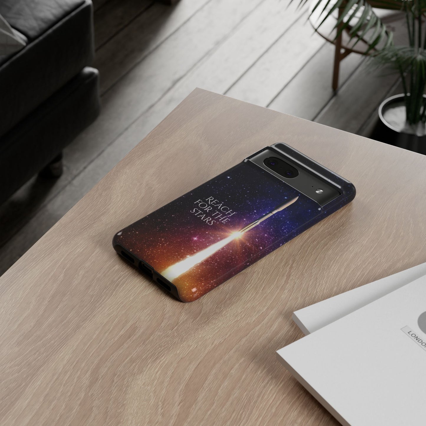 Reach for the stars: rocket illustrated phone case for iPhone, Samsung Galaxy and Pixel devices