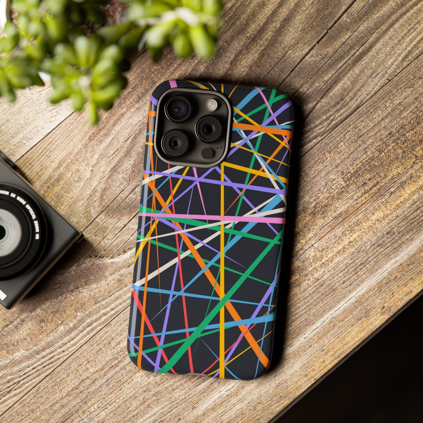 Spectrum Grid: Abstract, Intersecting Line Patterns Phone Case for iPhone, Samsung and Google Pixel devices