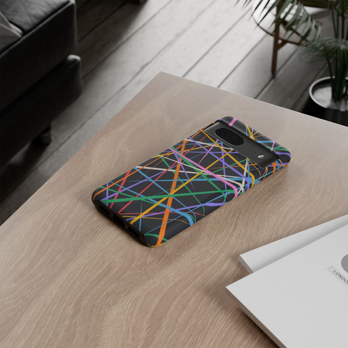 Spectrum Grid: Abstract, Intersecting Line Patterns Phone Case for iPhone, Samsung and Google Pixel devices