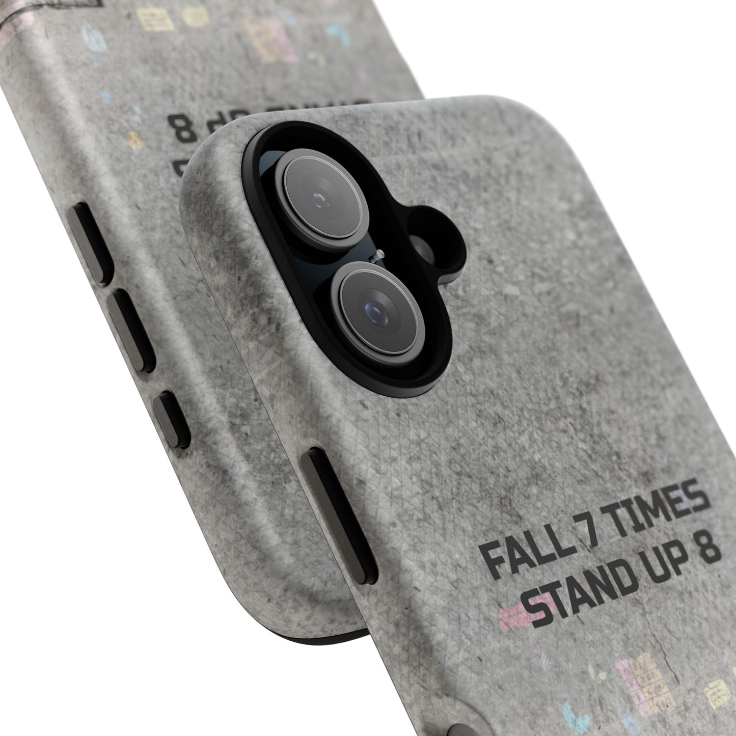 Fall 7 Times, Stand Up 8: motiverende case voor iPhone-, Galaxy- en Pixel-telefoons