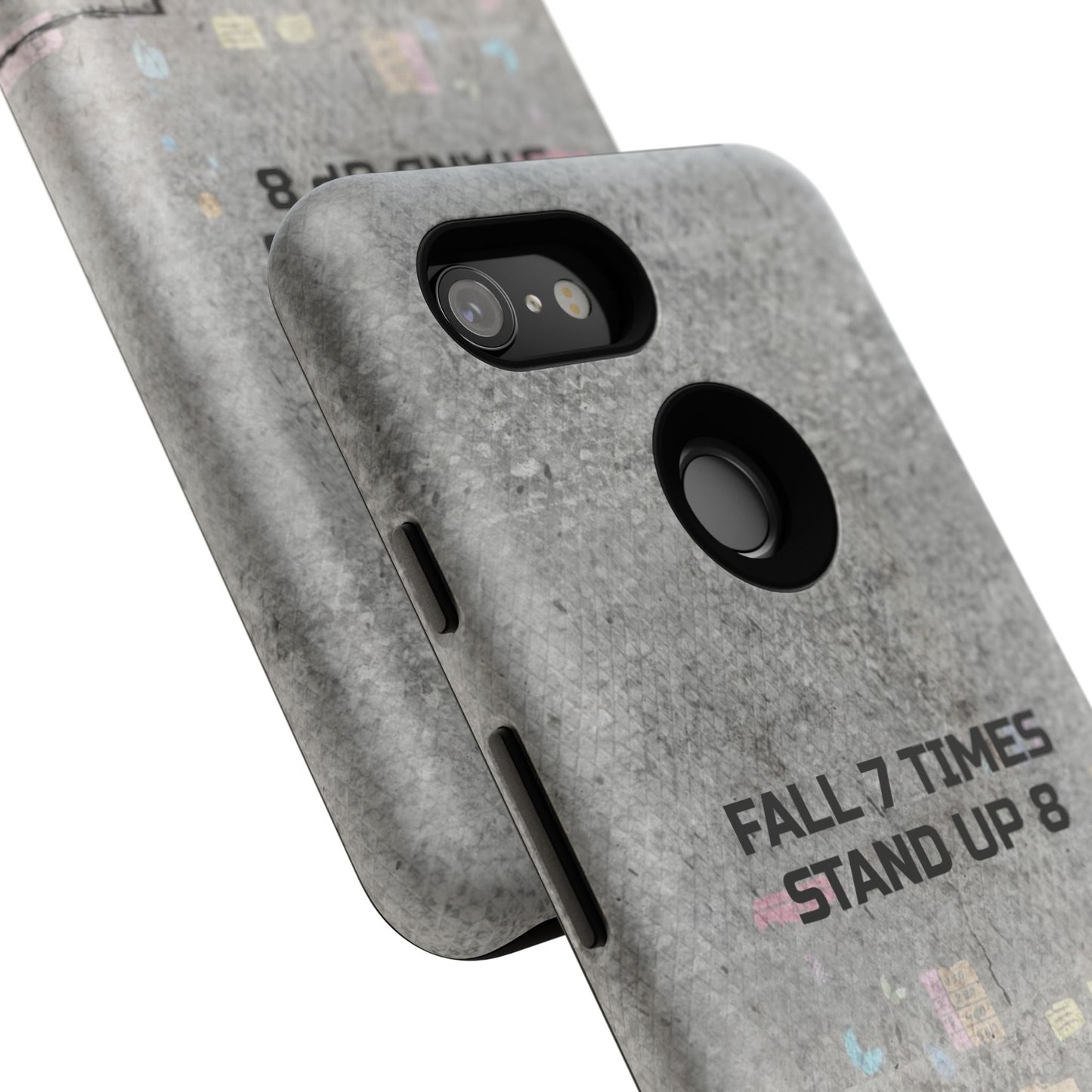 Fall 7 Times, Stand Up 8: motiverende case voor iPhone-, Galaxy- en Pixel-telefoons