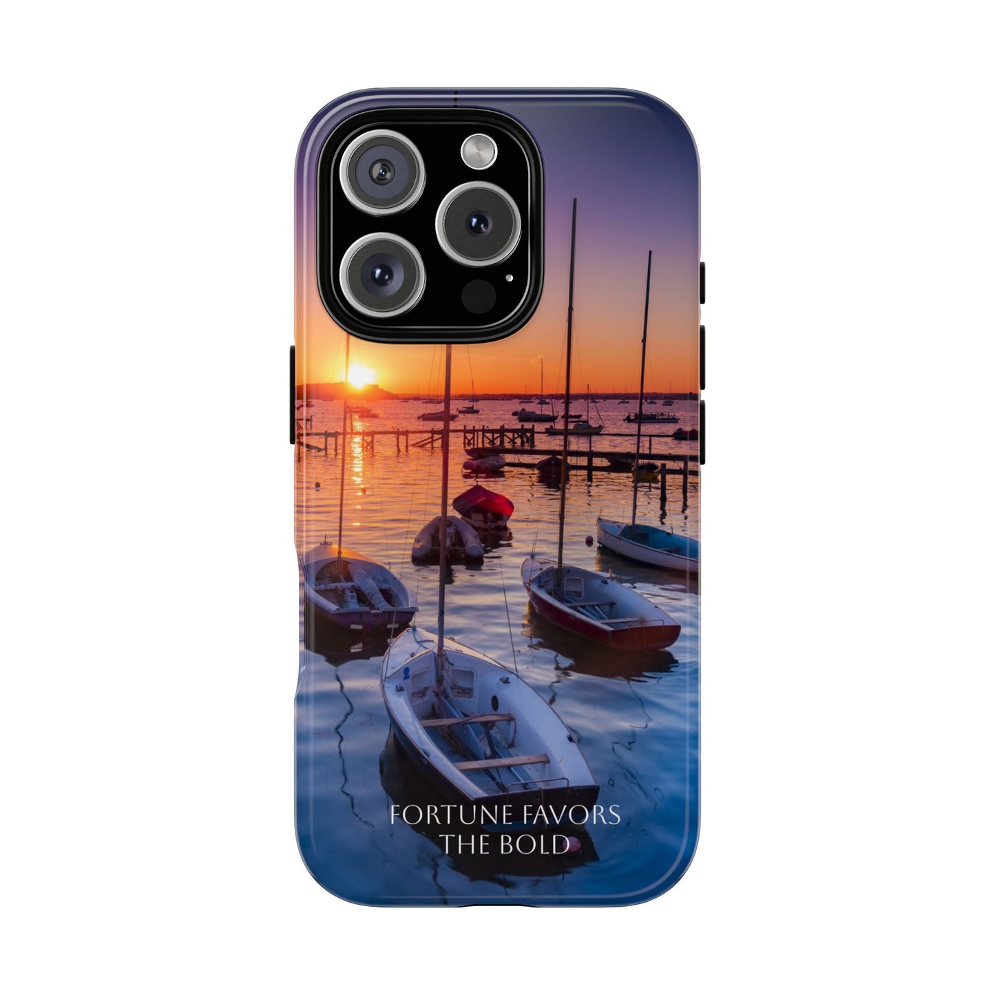 Fortune Favors the Bold: Sunset Sail Phone Case for iPhone, Samsung Galaxy and Google Pixel devices