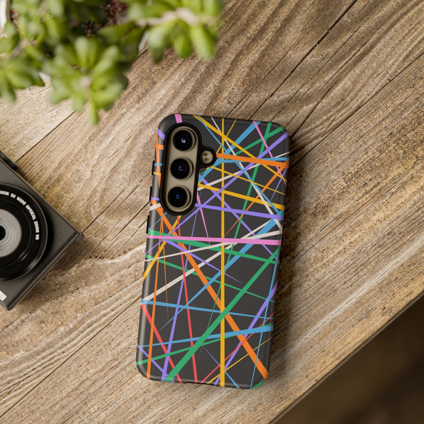 Spectrum Grid: Abstract, Intersecting Line Patterns Phone Case for iPhone, Samsung and Google Pixel devices