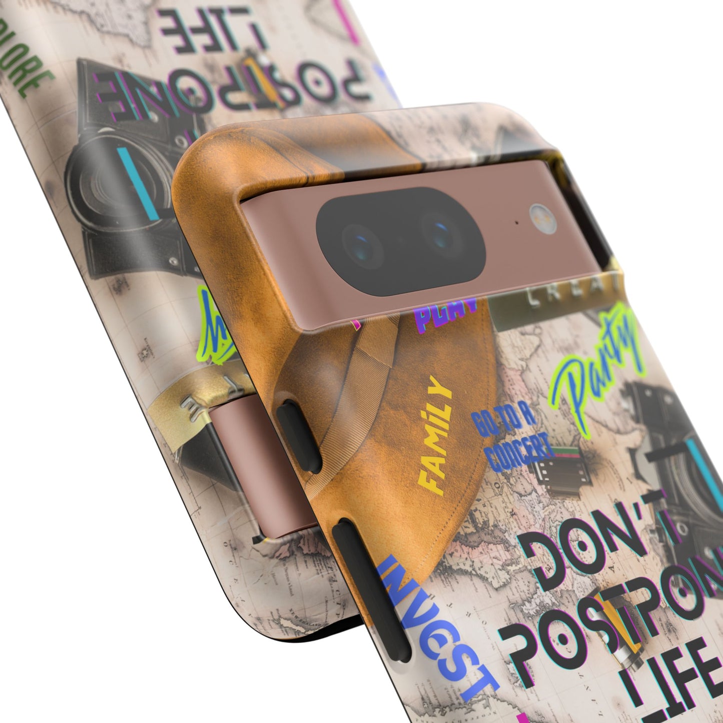 Don't Postpone Life: Motivational phone case for iPhone, Samsung Galaxy and Google Pixel devices