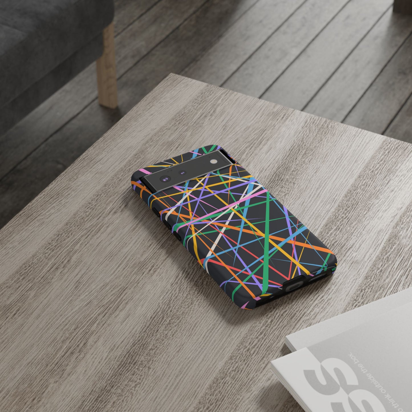 Spectrum Grid: Abstract, Intersecting Line Patterns Phone Case for iPhone, Samsung and Google Pixel devices