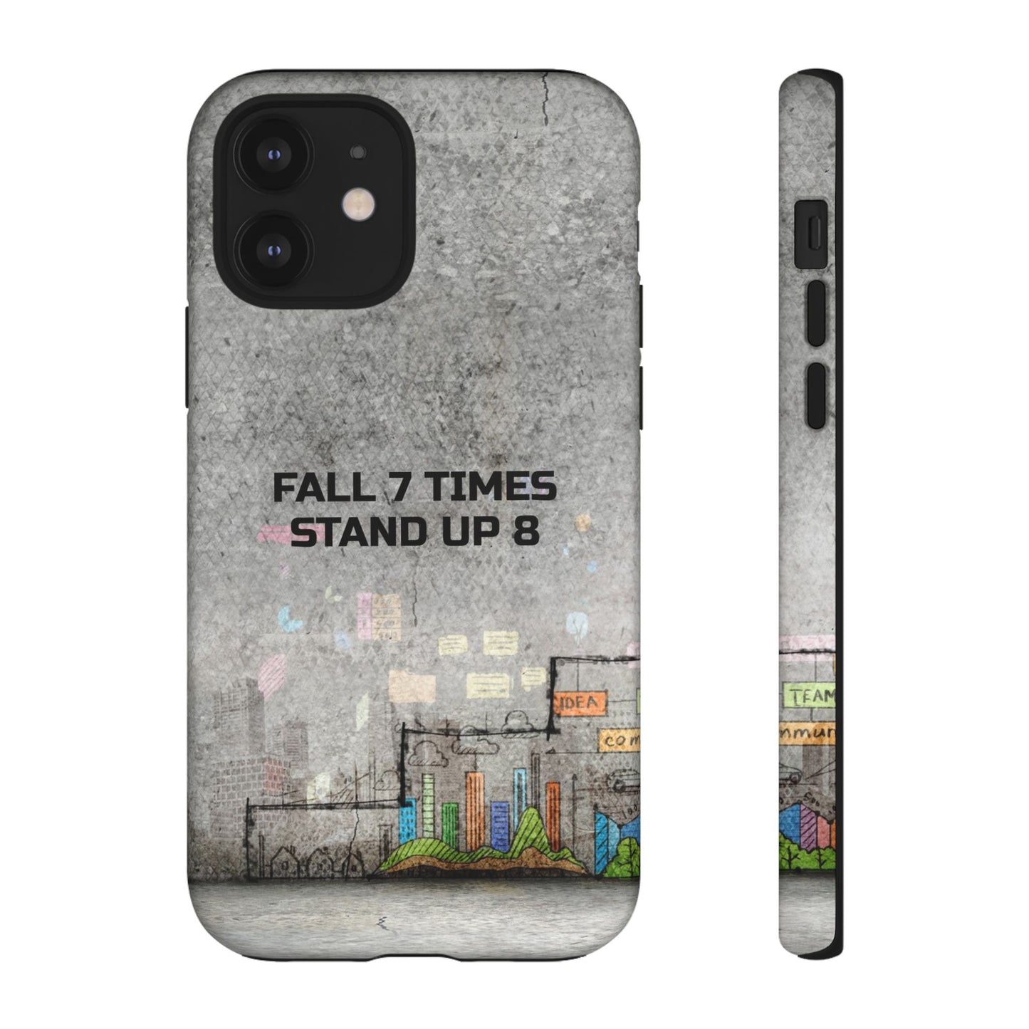 Fall 7 Times, Stand Up 8: motiverende case voor iPhone-, Galaxy- en Pixel-telefoons
