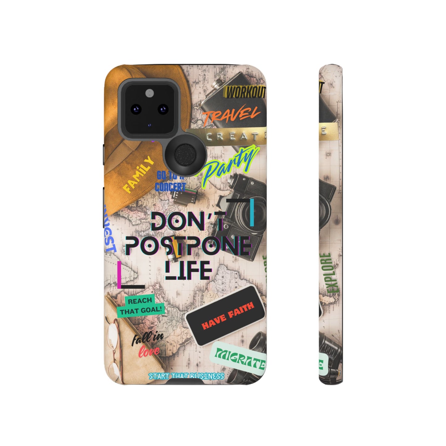 Don't Postpone Life: Motivational phone case for iPhone, Samsung Galaxy and Google Pixel devices