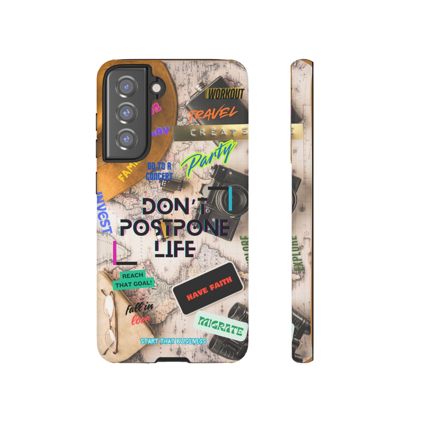 Don't Postpone Life: Motivational phone case for iPhone, Samsung Galaxy and Google Pixel devices