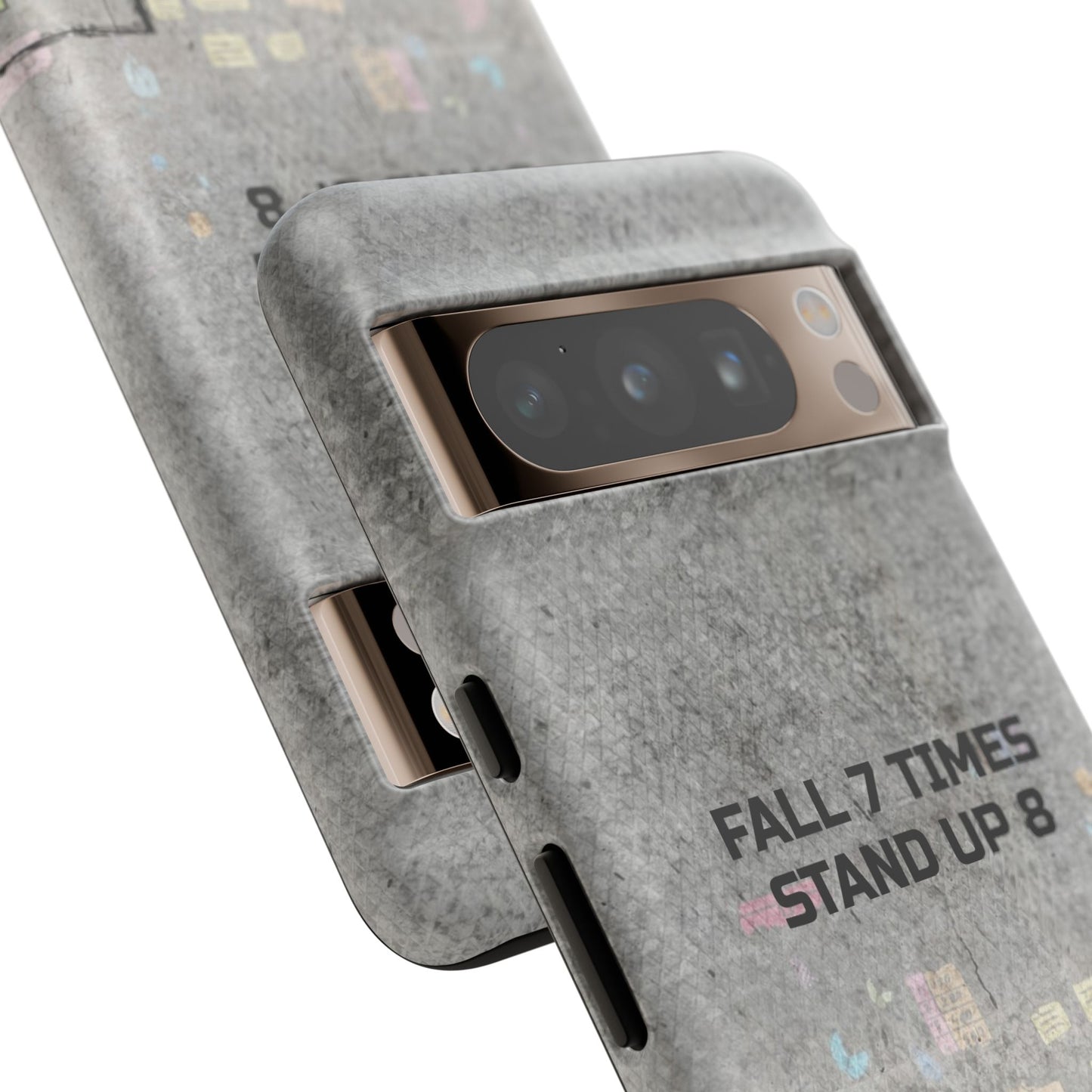 Fall 7 Times, Stand Up 8: motiverende case voor iPhone-, Galaxy- en Pixel-telefoons