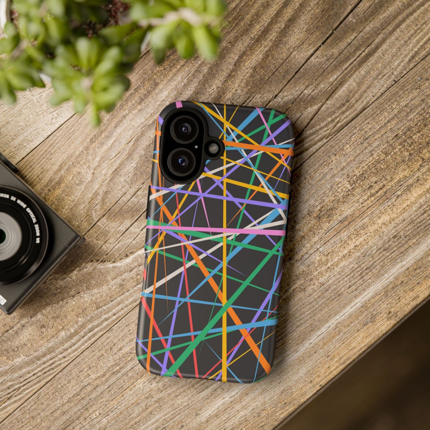 Spectrum Grid: Abstract, Intersecting Line Patterns Phone Case for iPhone, Samsung and Google Pixel devices